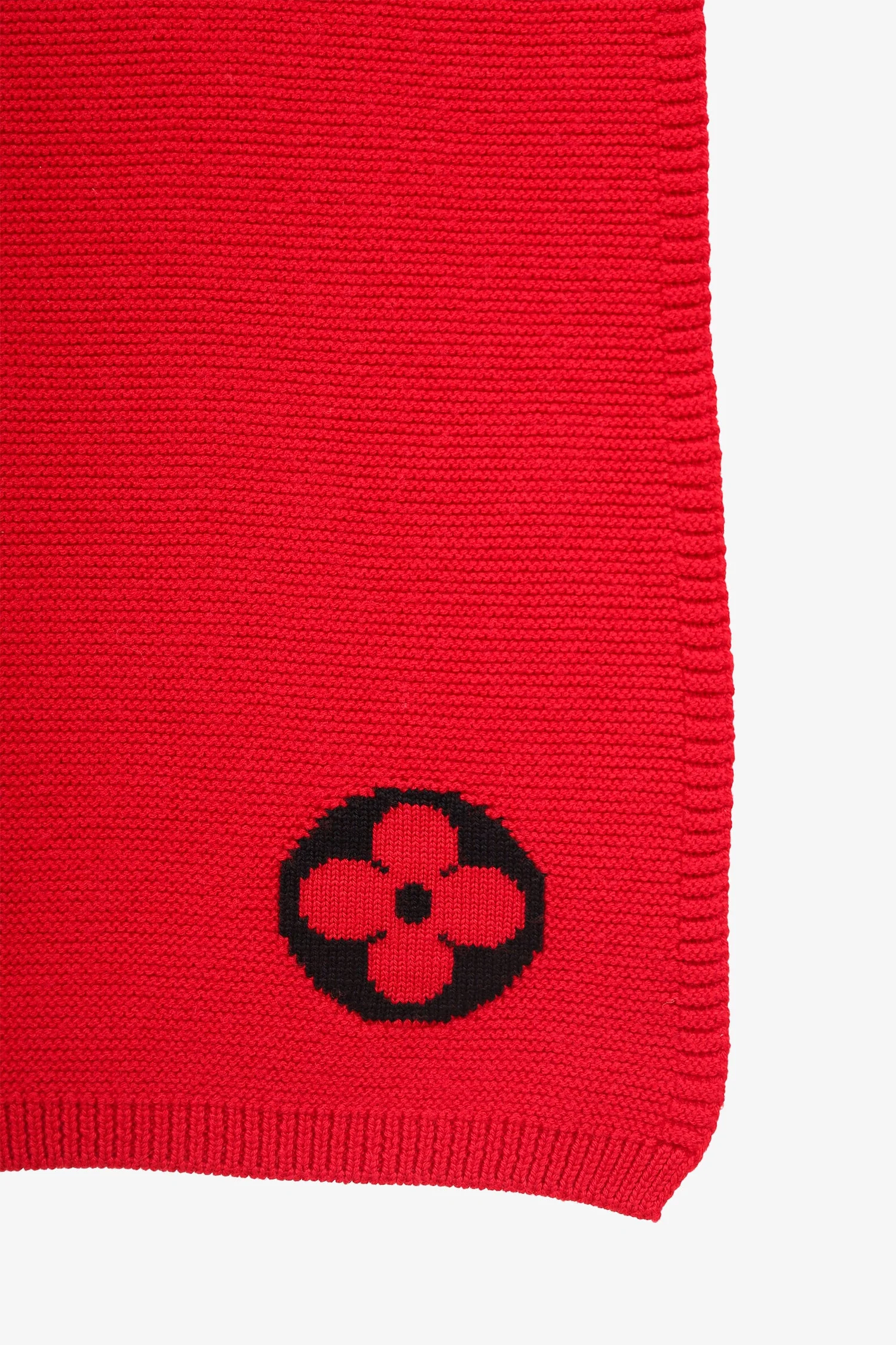 Louis Vuitton Red Wool Knit 'LV' Embroidered Scarf - Image 3