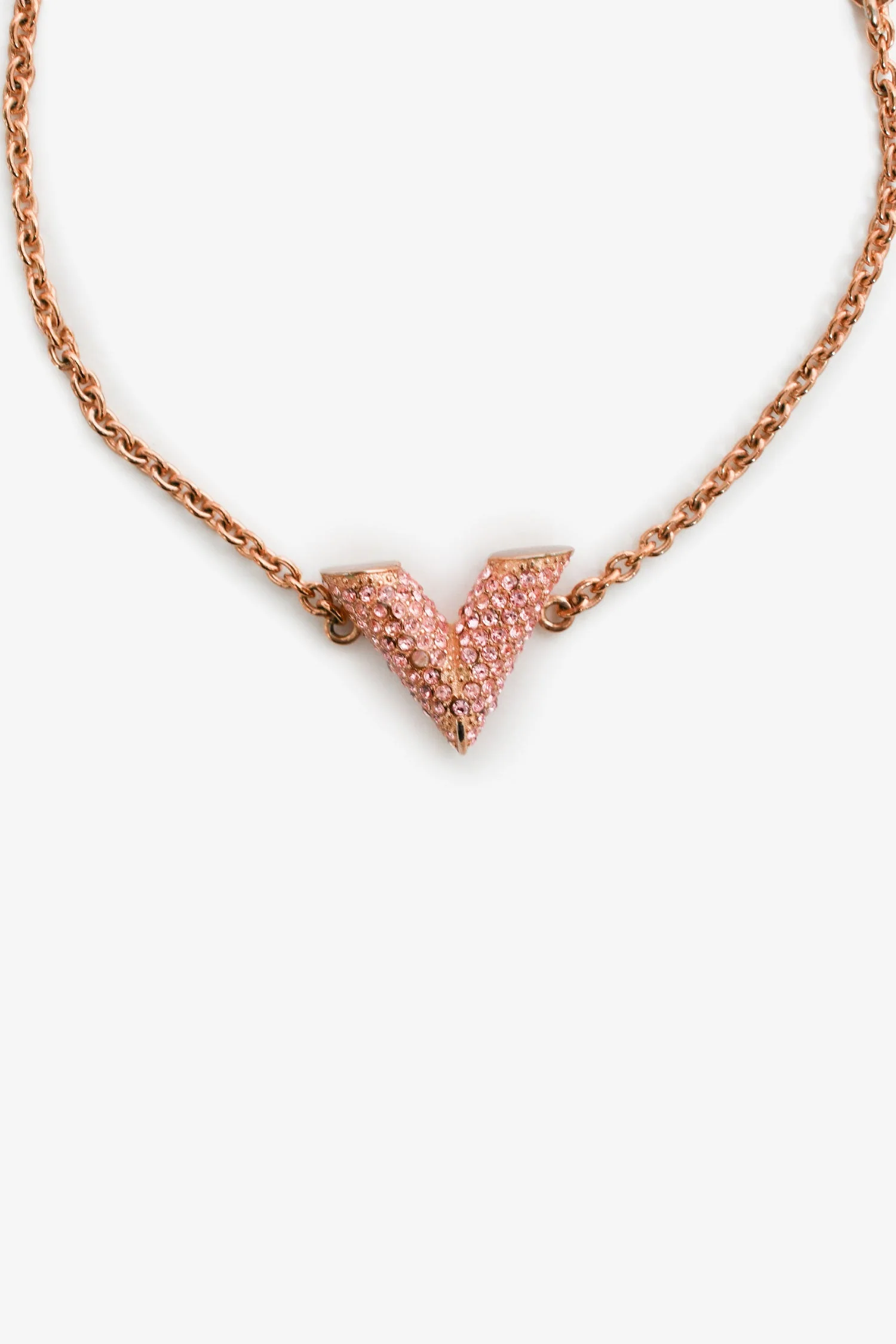 Louis Vuitton Rose Gold Toned Pink Crystals V Bracelet - Image 2