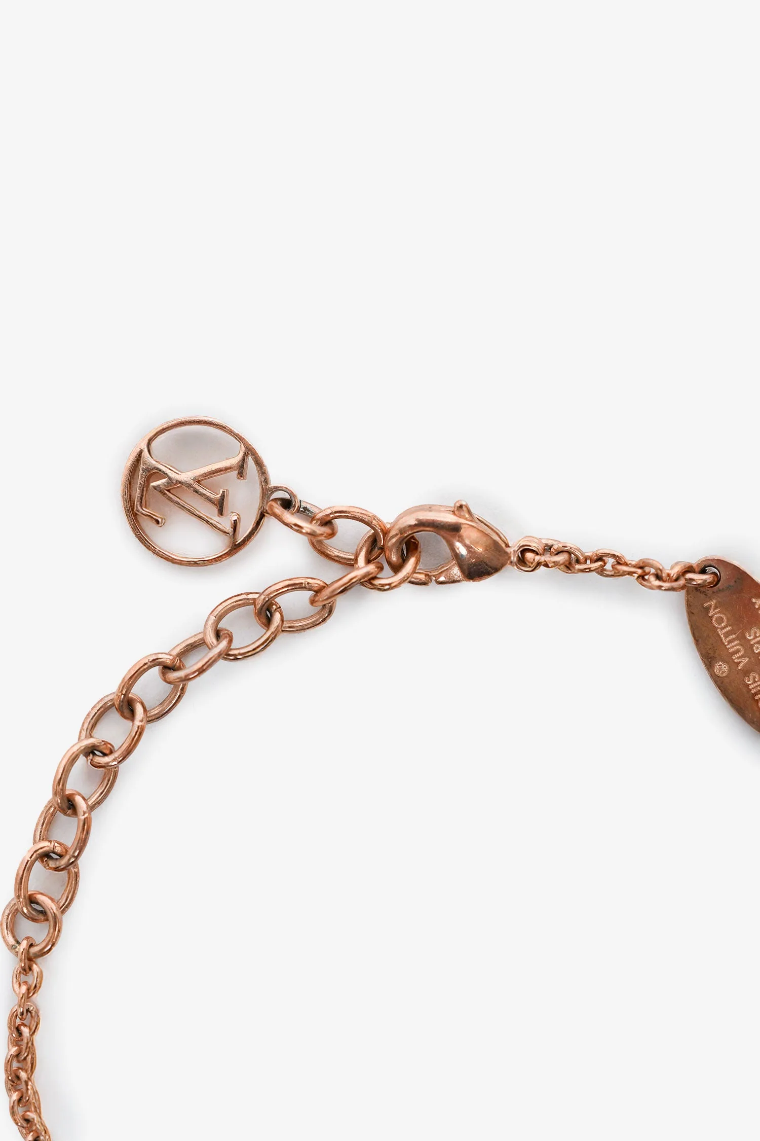 Louis Vuitton Rose Gold Toned Pink Crystals V Bracelet - Image 3
