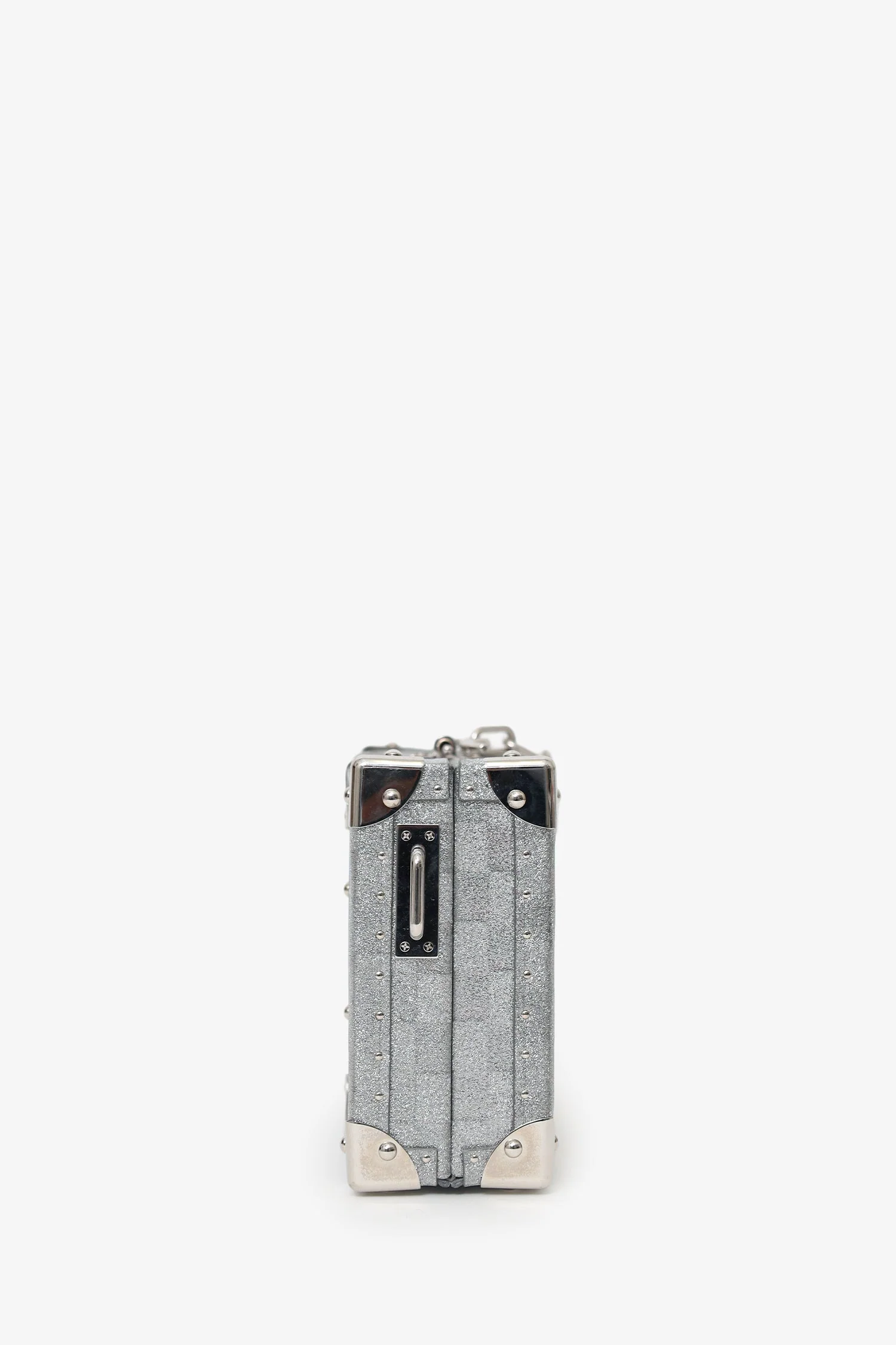 Louis Vuitton Silver Glitter Aluminum Monogram Special Order Briefcase Trunk With Strap - Image 3