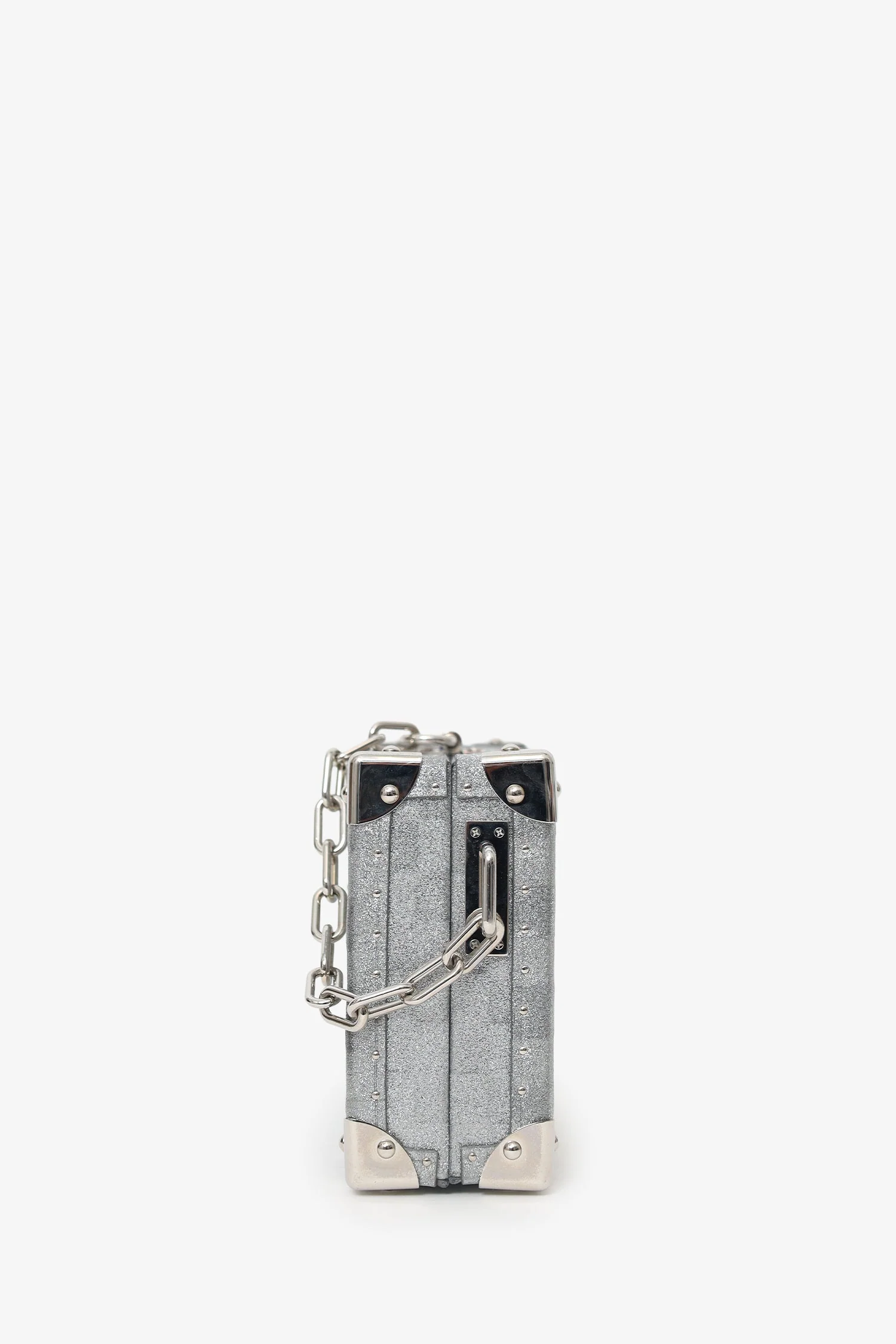 Louis Vuitton Silver Glitter Aluminum Monogram Special Order Briefcase Trunk With Strap - Image 4