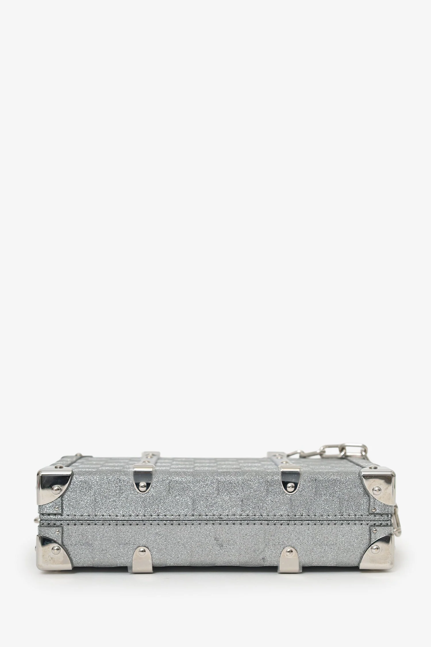 Louis Vuitton Silver Glitter Aluminum Monogram Special Order Briefcase Trunk With Strap - Image 5