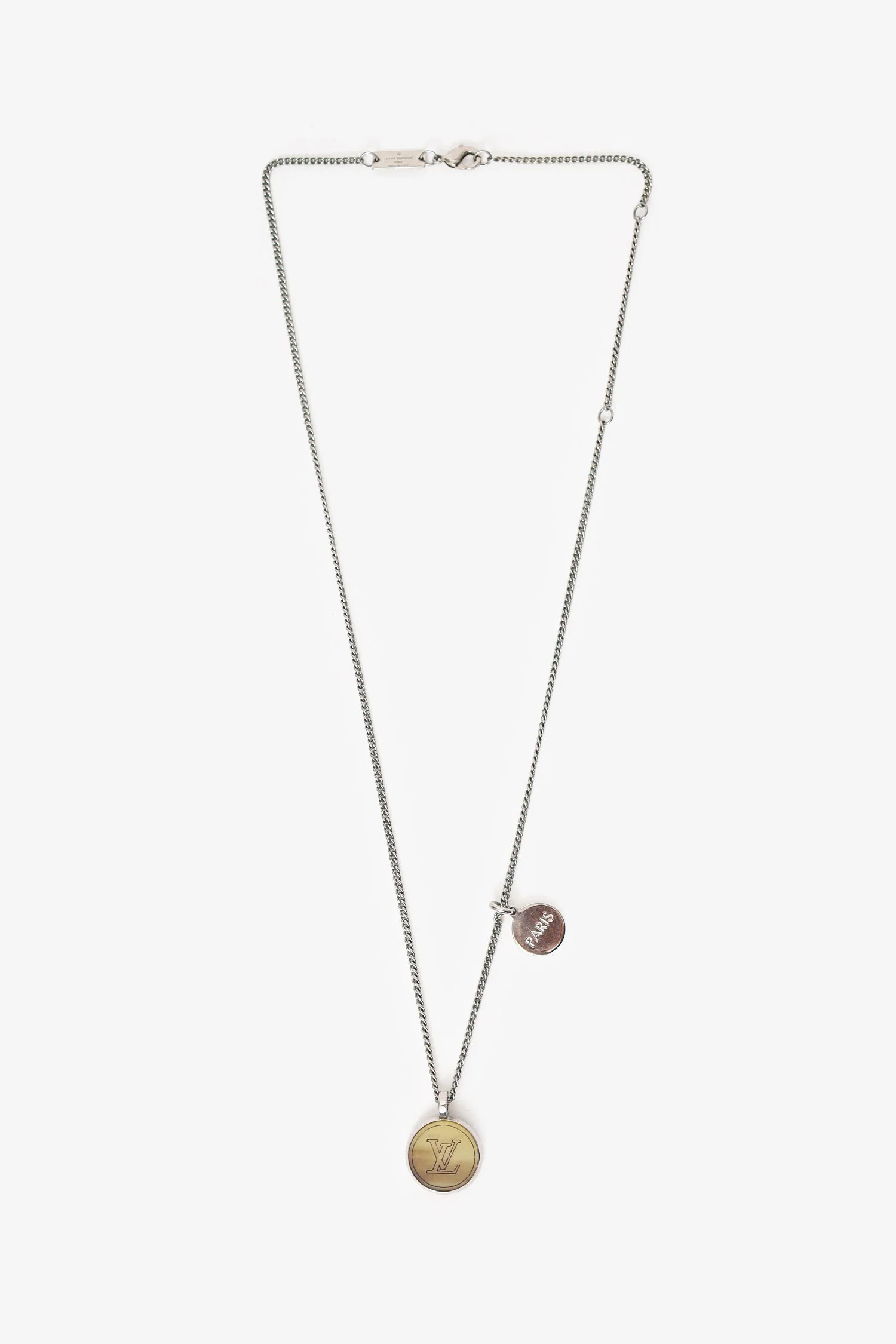 Louis Vuitton Silver Tone LV Horn Necklace - Image 2