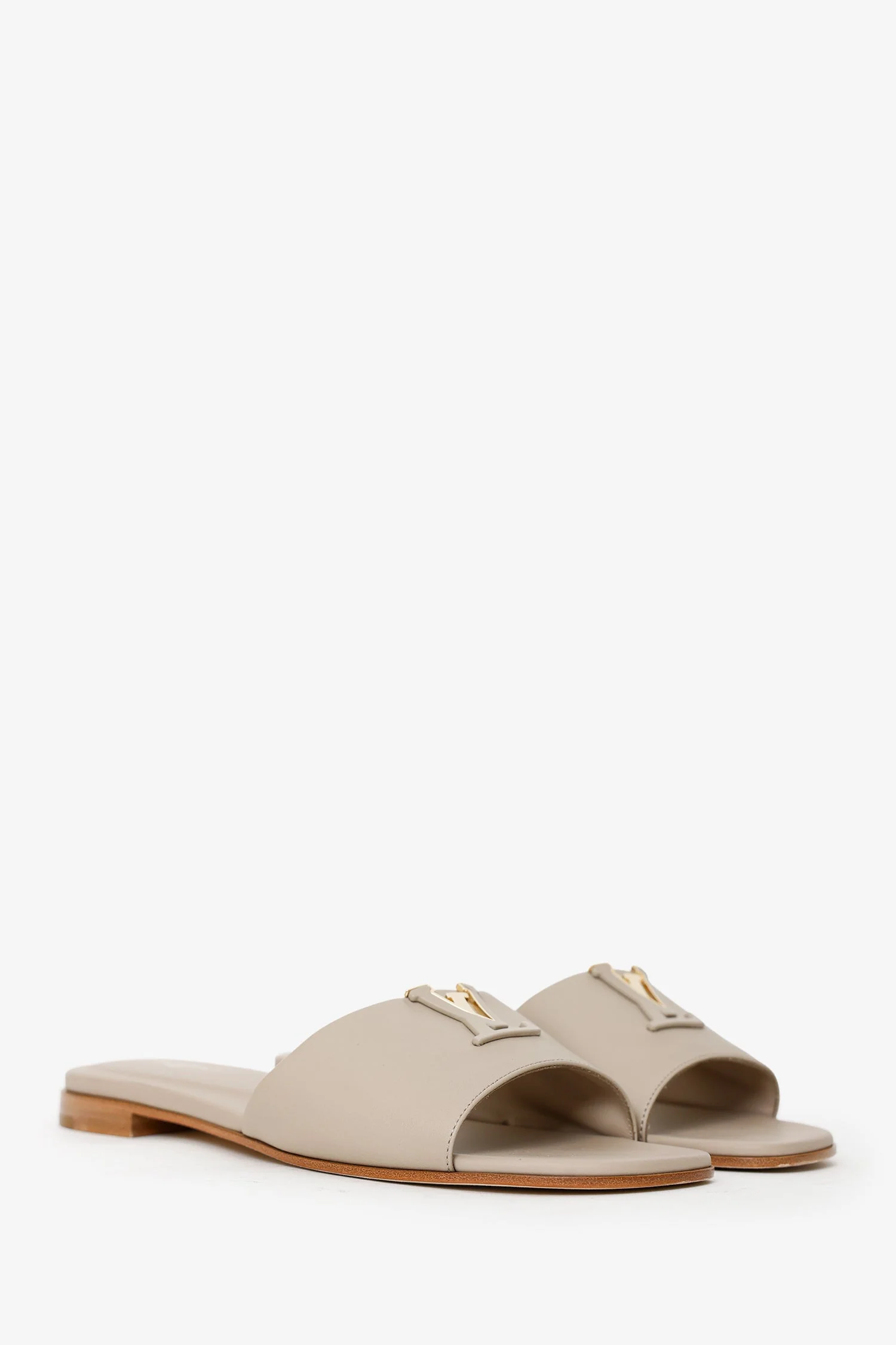 Louis Vuitton Taupe Calfskin LV Capri Flat Sandals Size 40 - Image 2