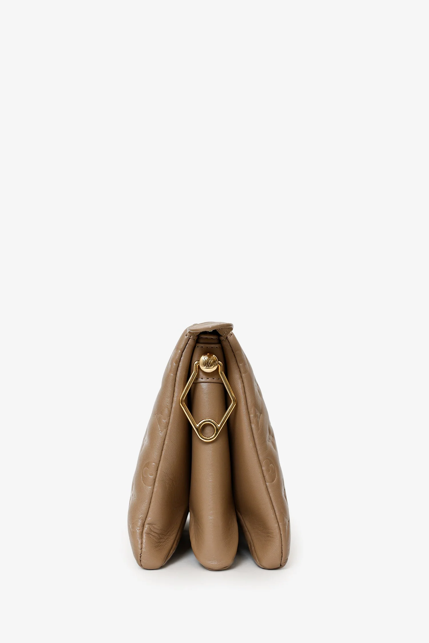 Louis Vuitton Taupe Handbag With Canvas Strap And Gold Chain - Image 2