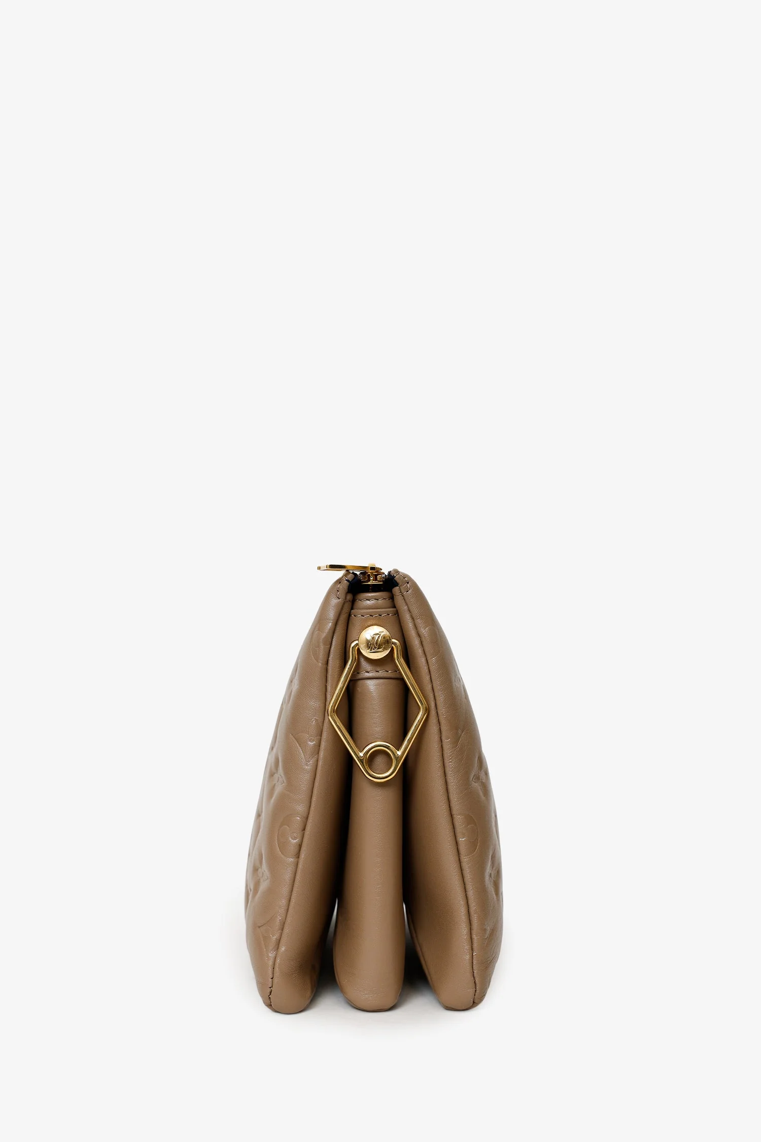 Louis Vuitton Taupe Handbag With Canvas Strap And Gold Chain - Image 4