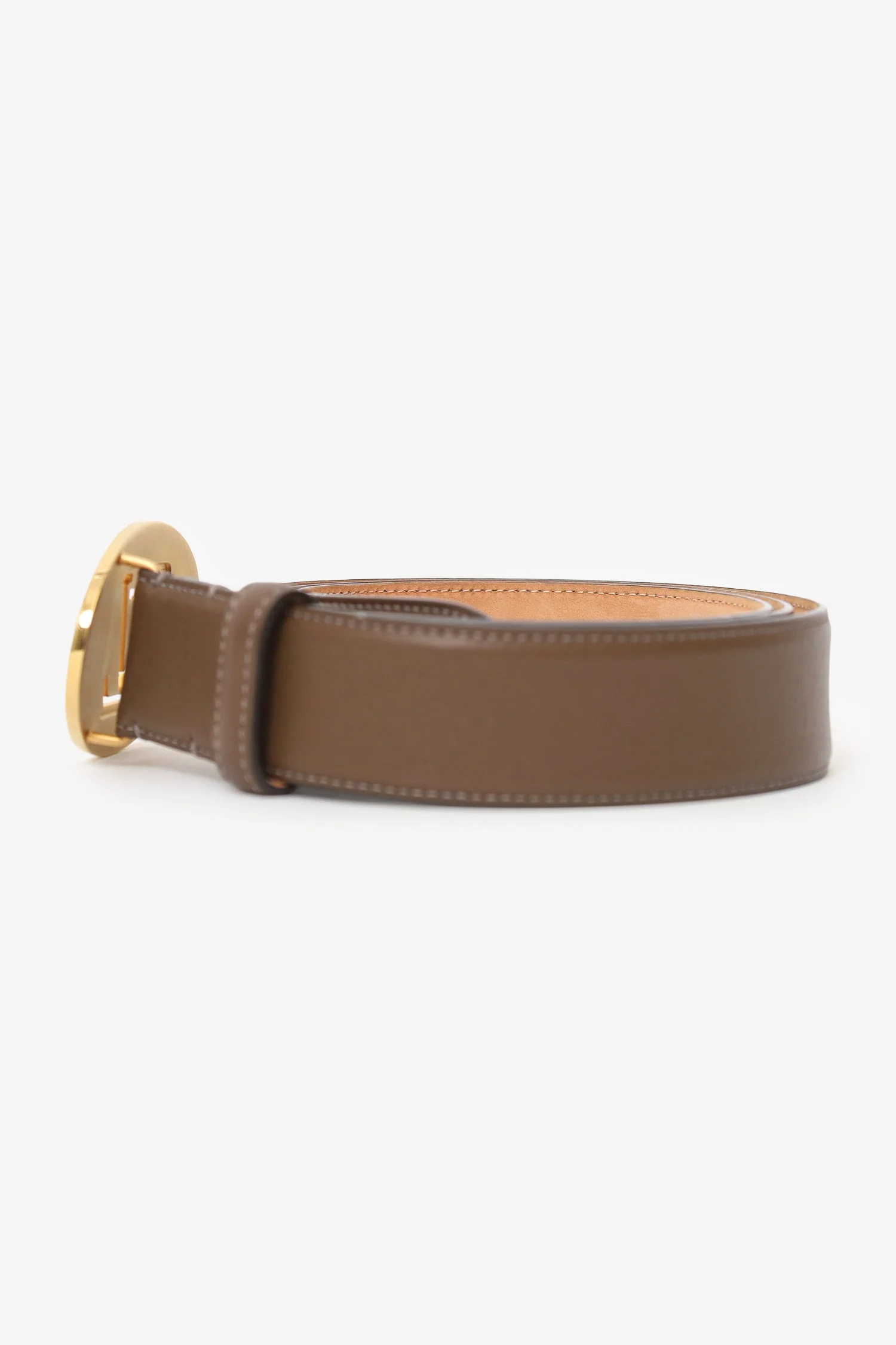 Louis Vuitton Taupe Leather/GHW 'LV' Buckle Belt Size 90 - Image 2