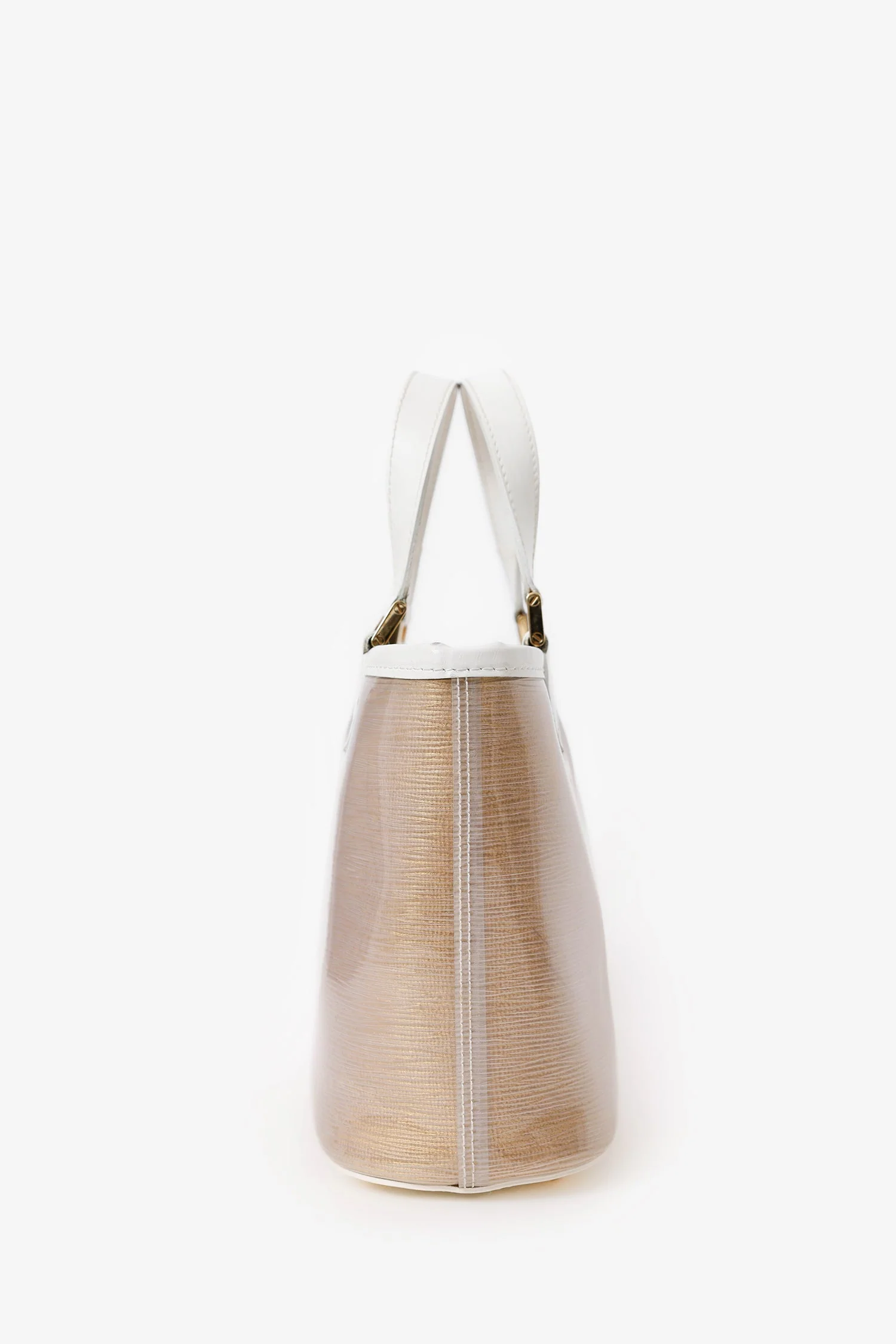Louis Vuitton Vintage Beige/White Terry Cloth Mini Lagoon Tote Bag - Image 3