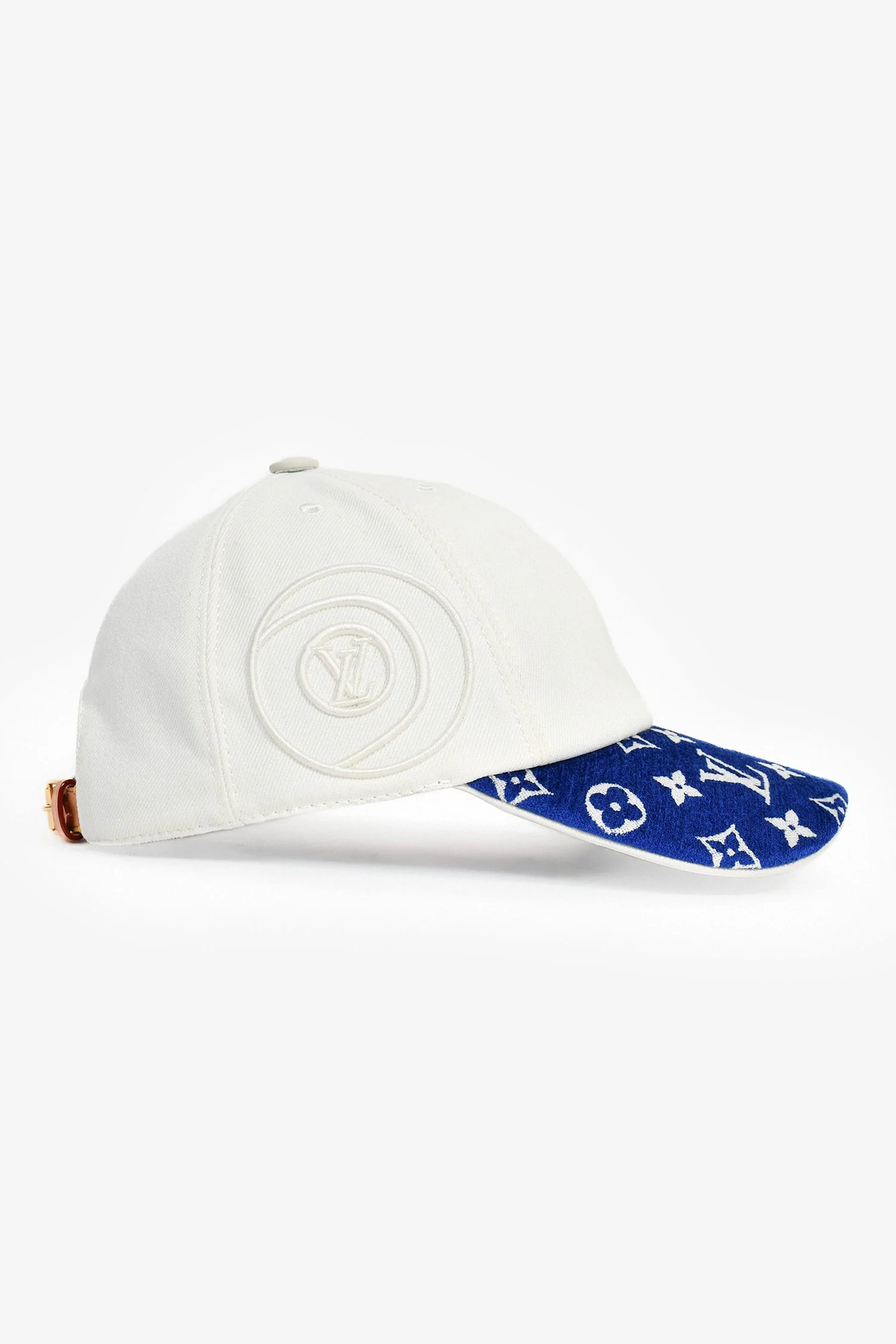 Louis Vuitton White/Blue Fabric Baseball Hat - Image 4