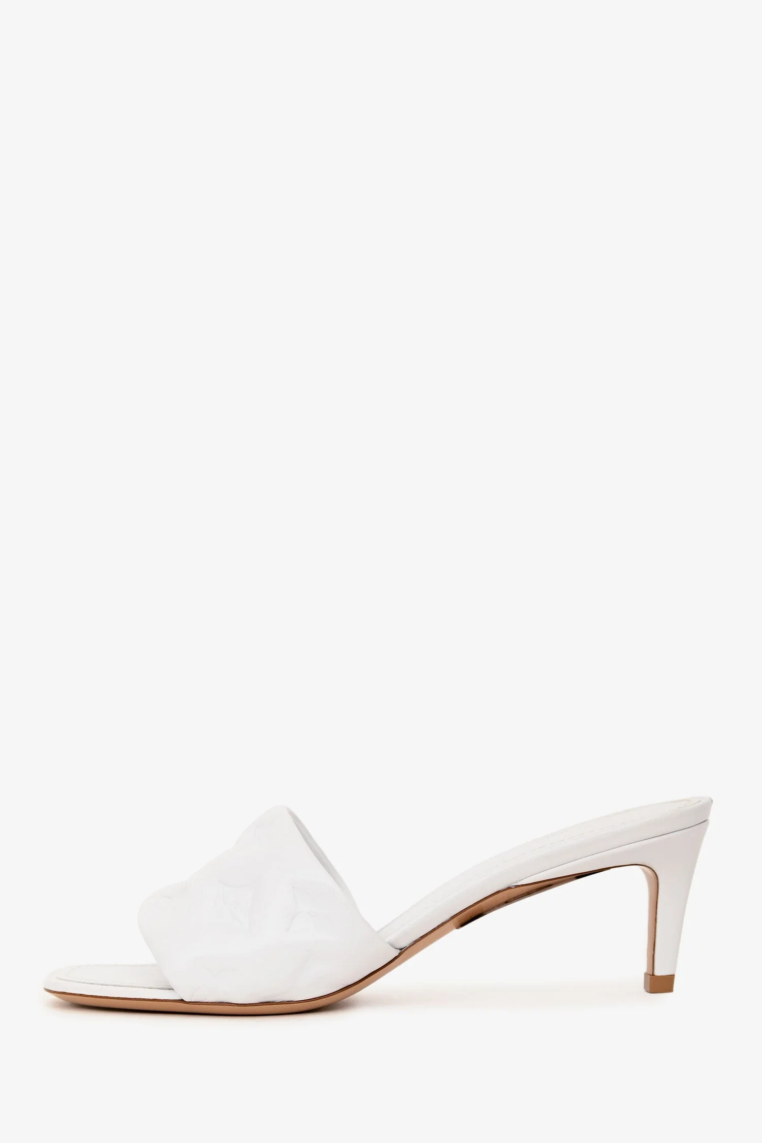 Louis Vuitton White Leather Monogram Empreinte Mules Size 37 - Image 4