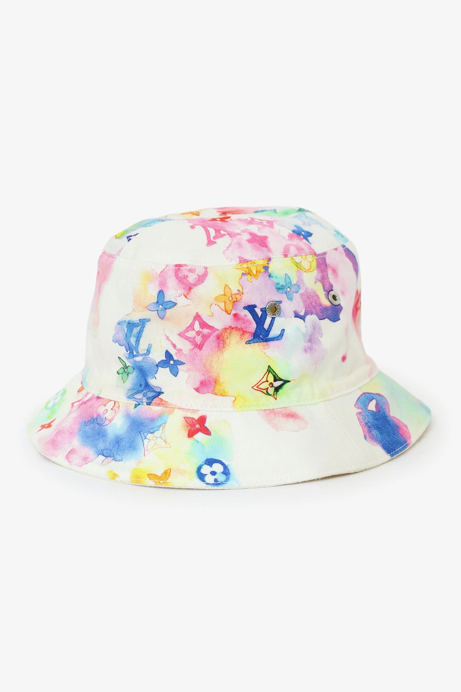 Louis Vuitton White/Multicolour Monogram Watercolour Cotton Reversible Bucket Hat Size 58 - Image 2