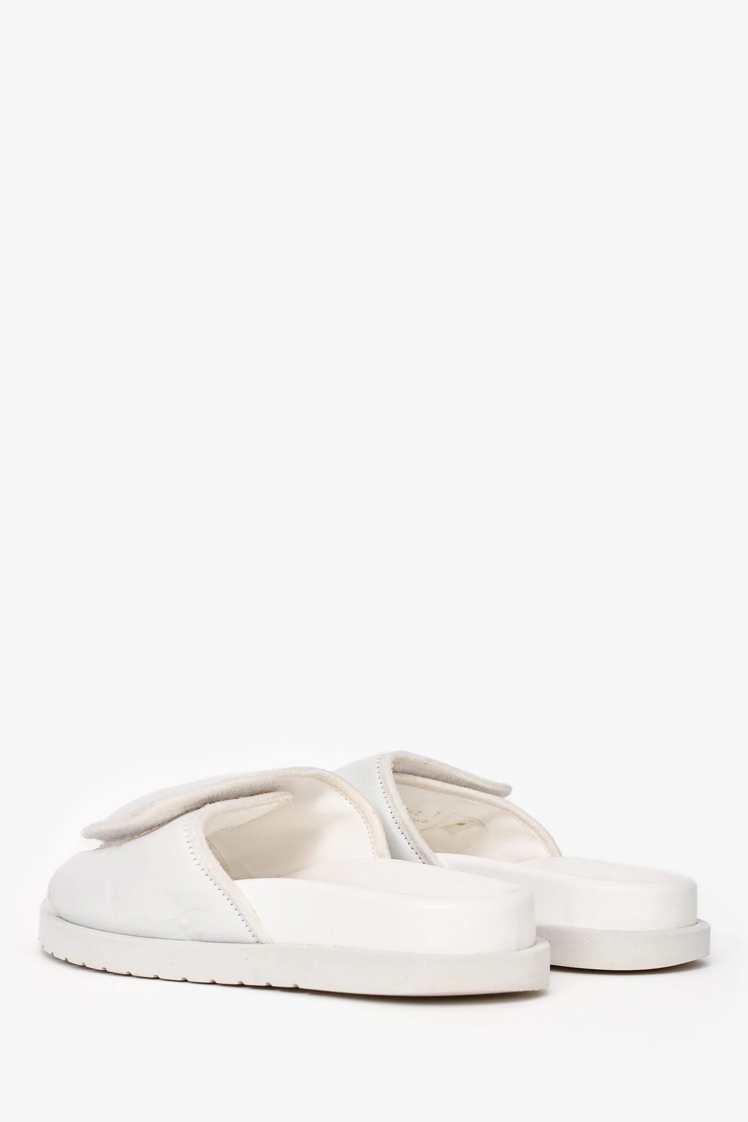 Louis Vuitton White Rubber/Leather Miami Slides Size 7 Mens - Image 4