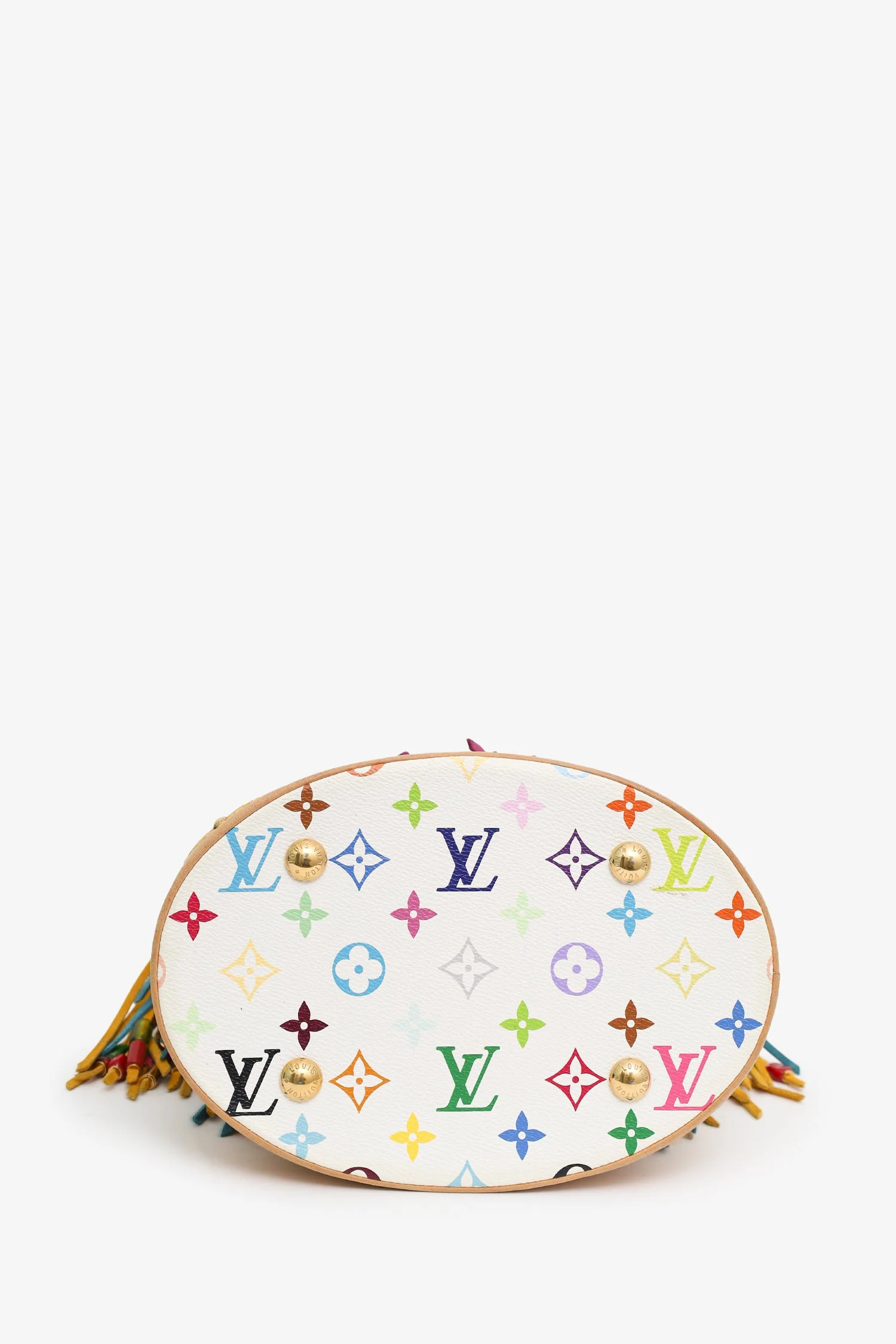 Louis Vuitton x Takashi Murakami 2006 Multicolour Monogram Fringe Bucket Bag With Pouch - Image 5