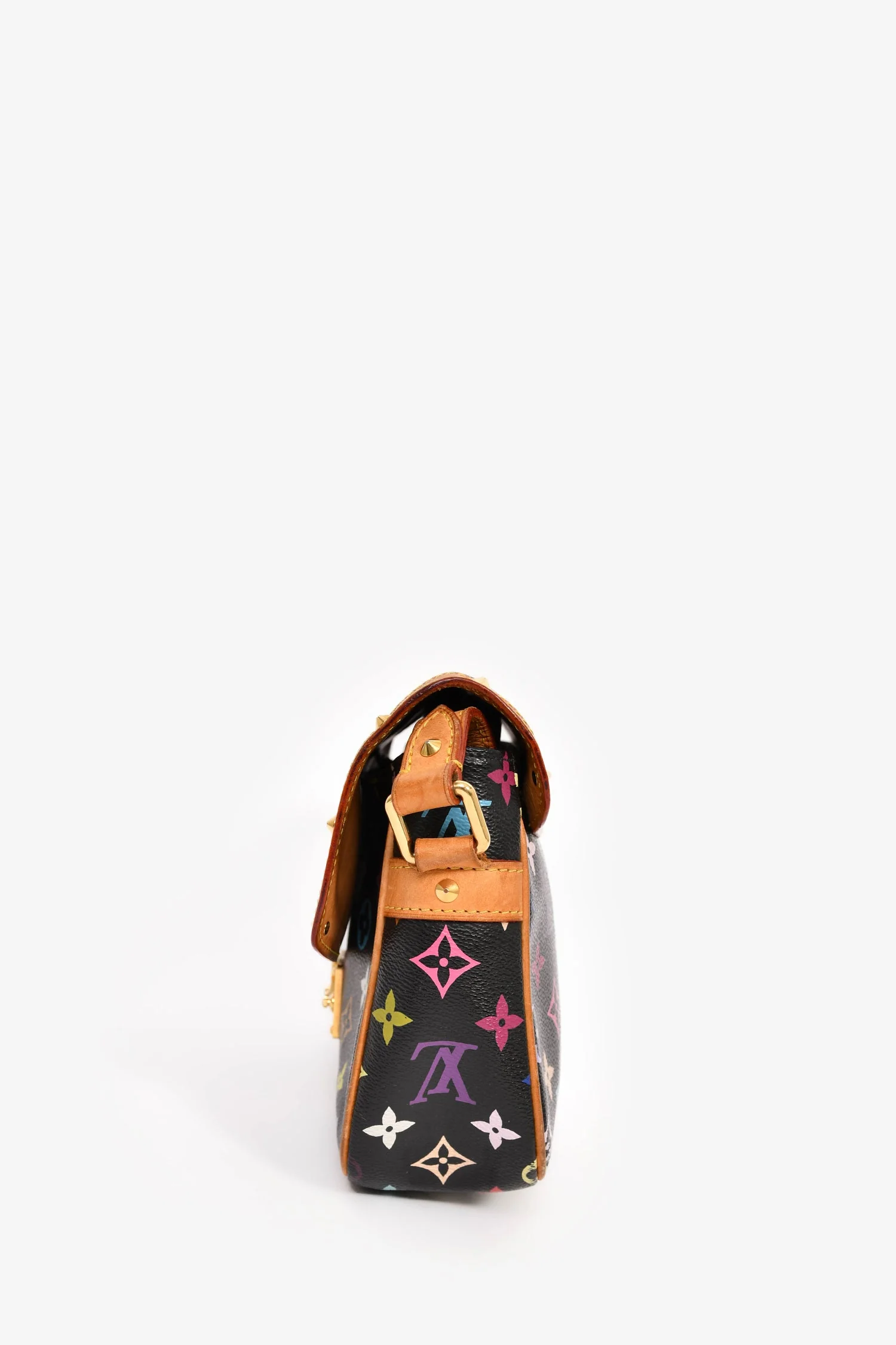 Louis Vuitton x Takashi Murakami Black Multicolour Monogram 'Sologne' Crossbody Bag - Image 4