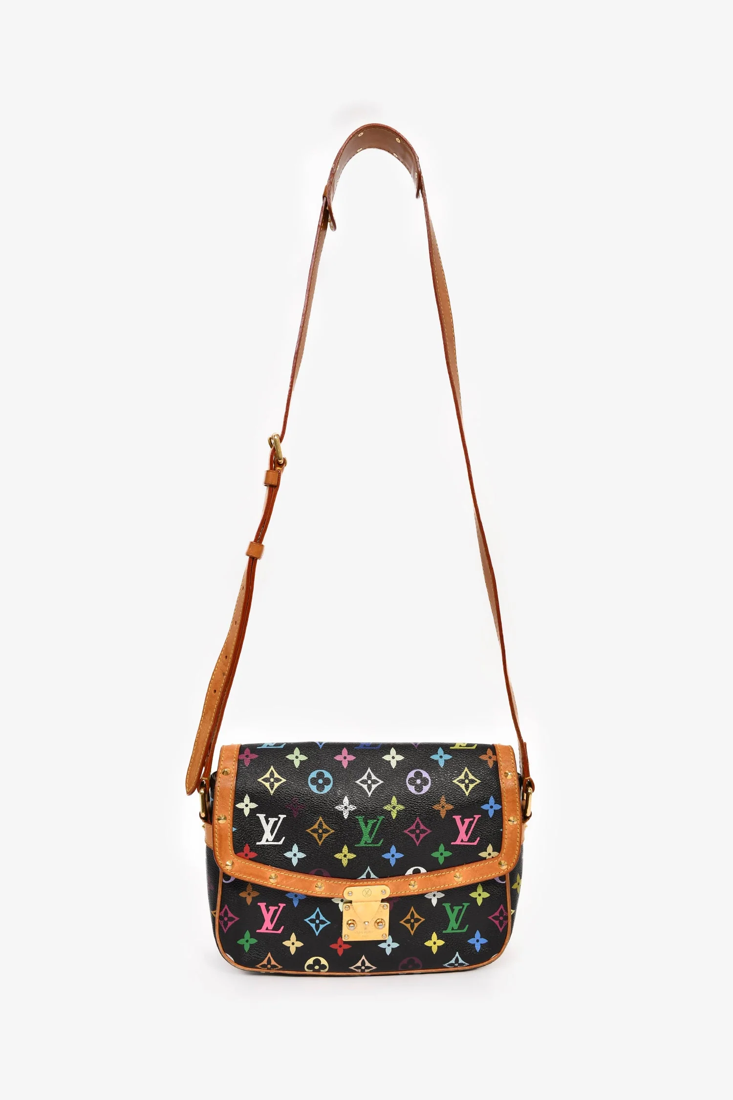 Louis Vuitton x Takashi Murakami Black Multicolour Monogram 'Sologne' Crossbody Bag - Image 7