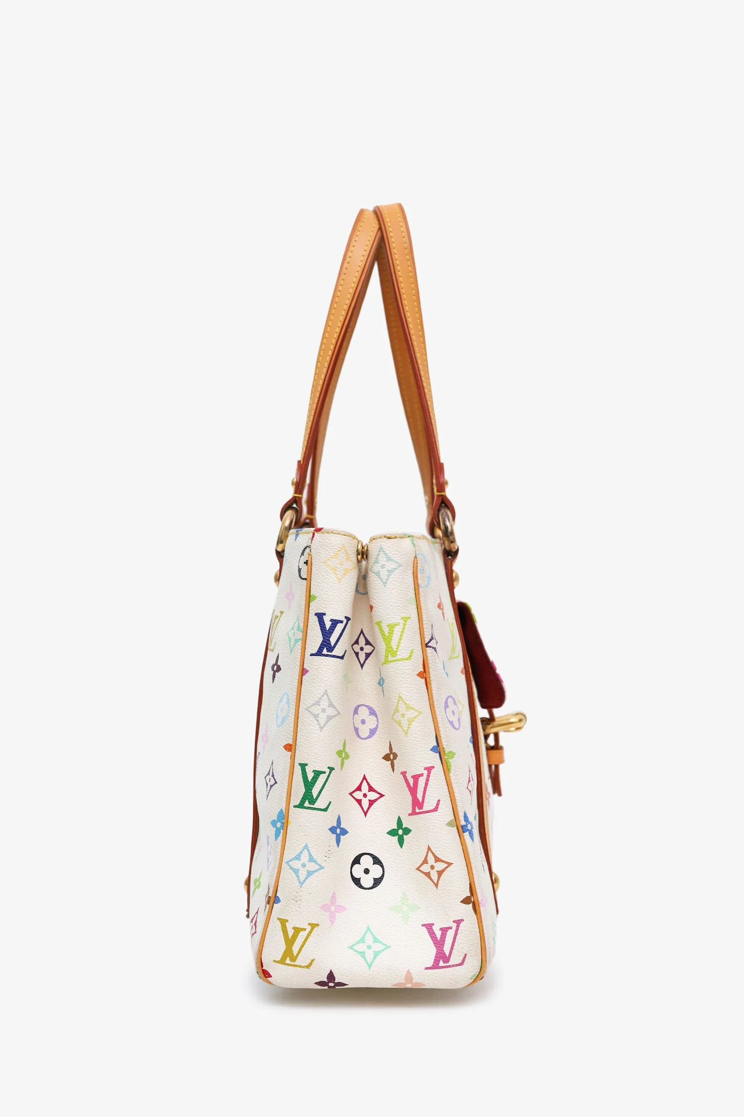Louis Vuitton x Takashi Murakami White Multicolour Monogram Aurelia Tote - Image 3