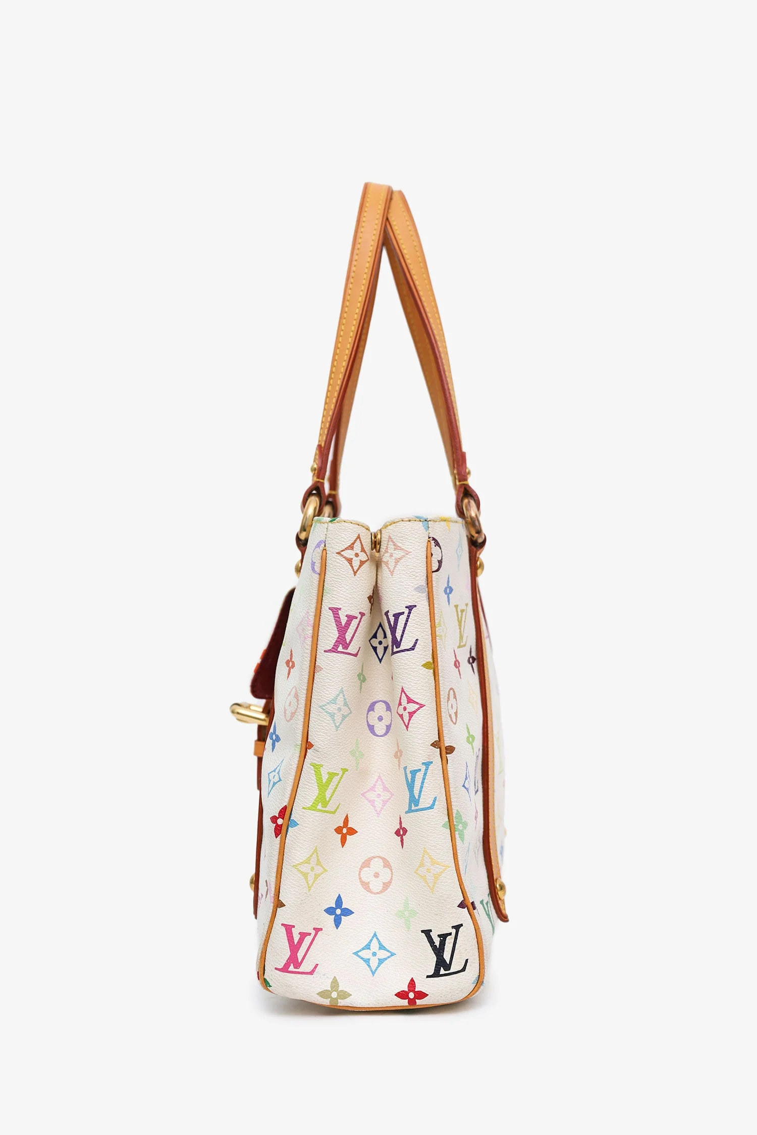 Louis Vuitton x Takashi Murakami White Multicolour Monogram Aurelia Tote - Image 4