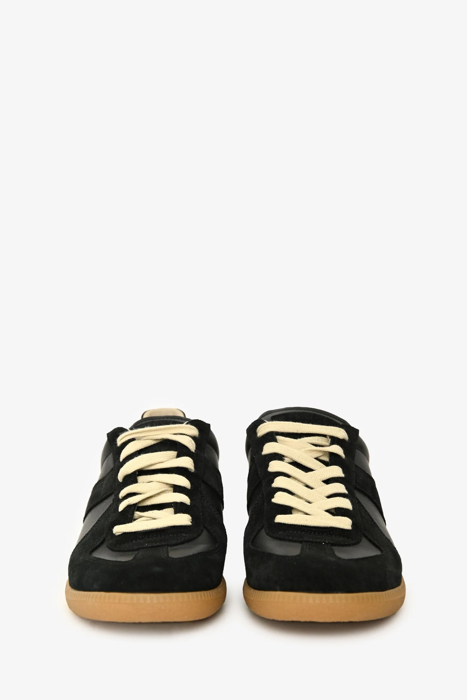 Maison Margiela Black Leather/Suede 'Replica' Sneakers Size 39.5 - Image 3