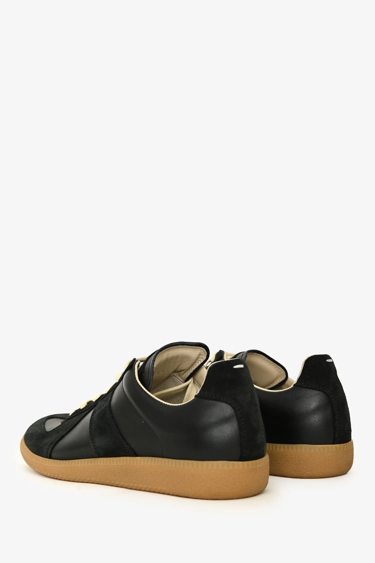 Maison Margiela Black Leather/Suede 'Replica' Sneakers Size 39.5 - Image 4