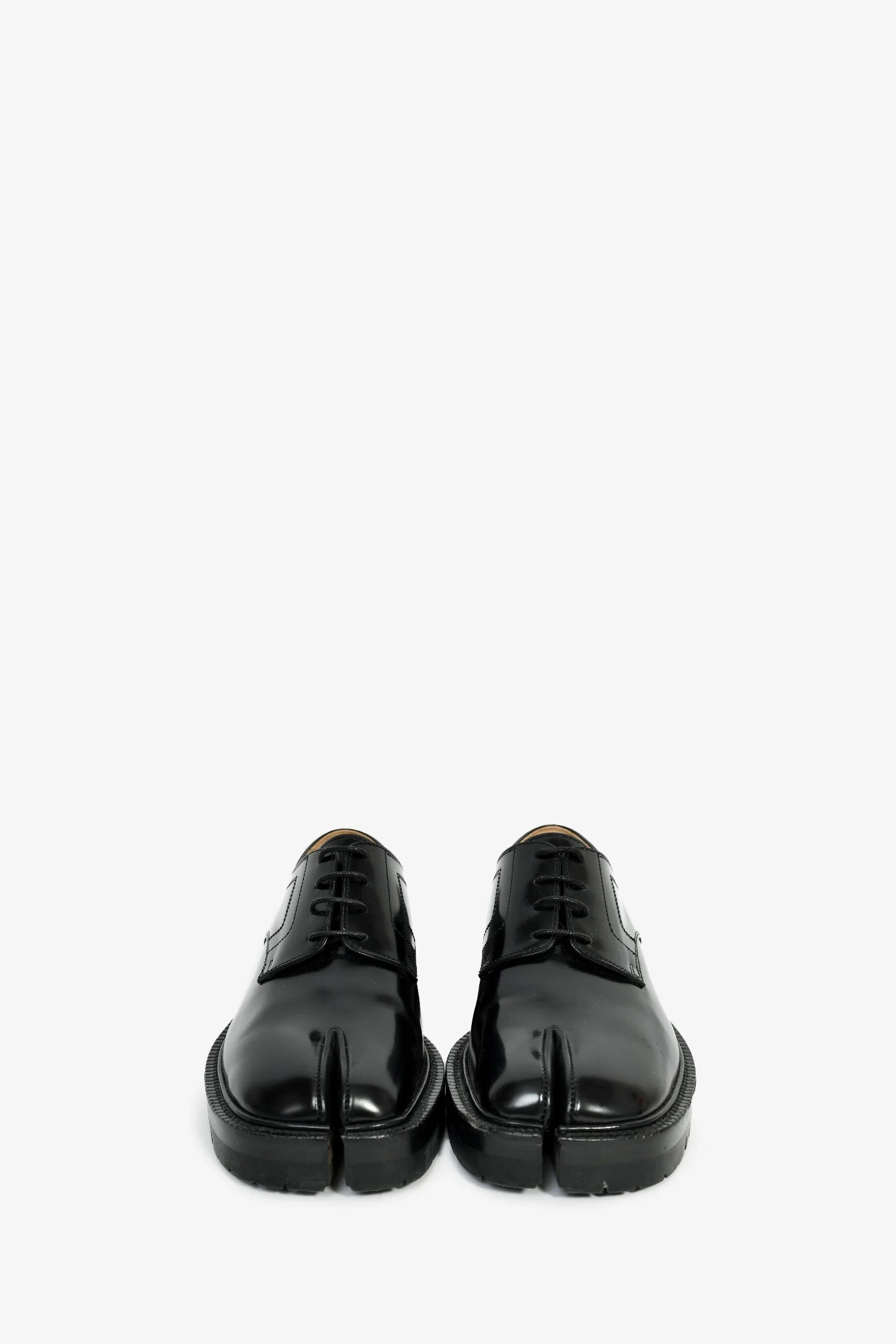 Maison Margiela Black Leather 'Tabi Lace Up Derby' Loafers Size 37 - Image 3