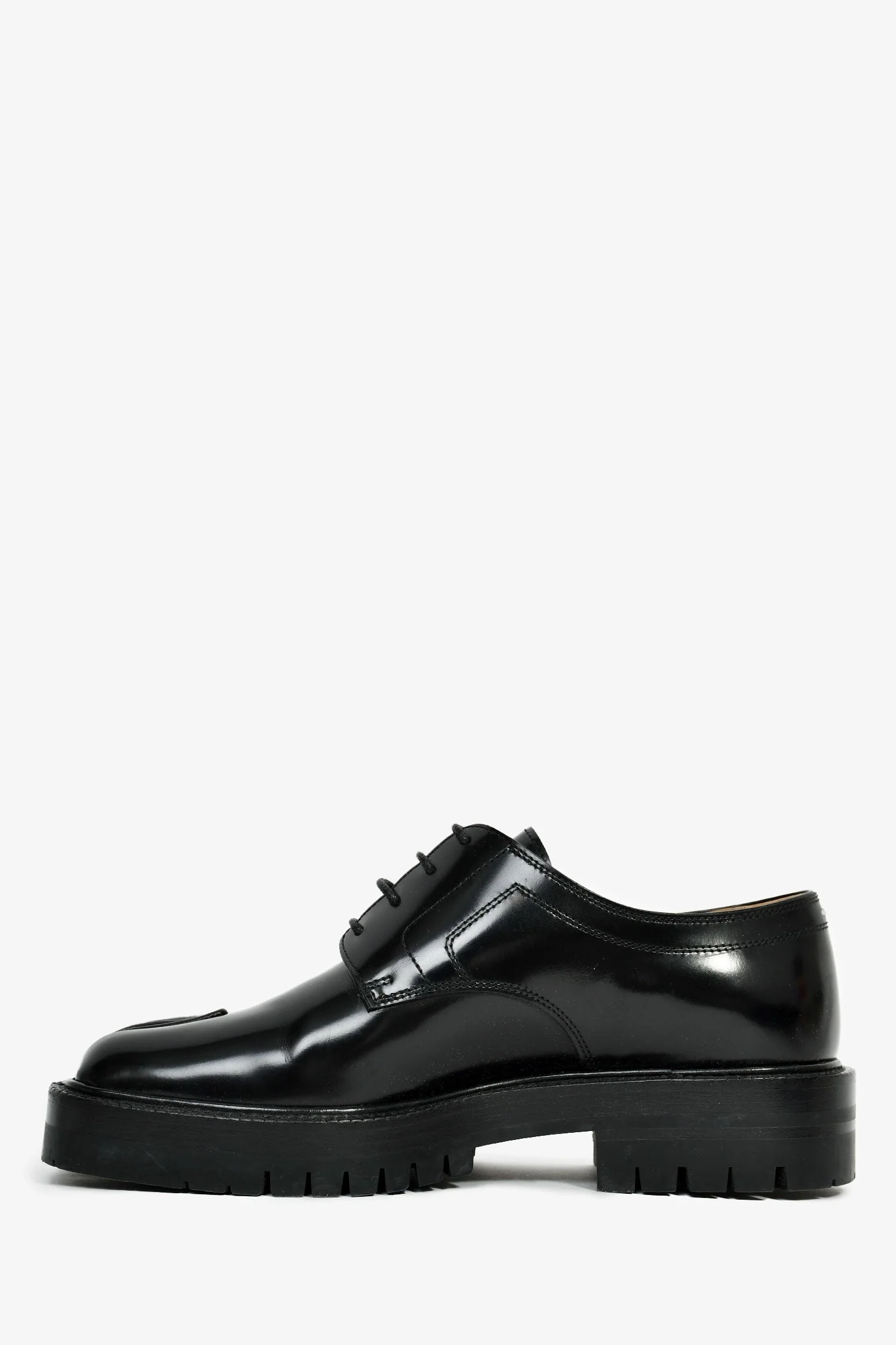 Maison Margiela Black Leather 'Tabi Lace Up Derby' Loafers Size 37 - Image 5
