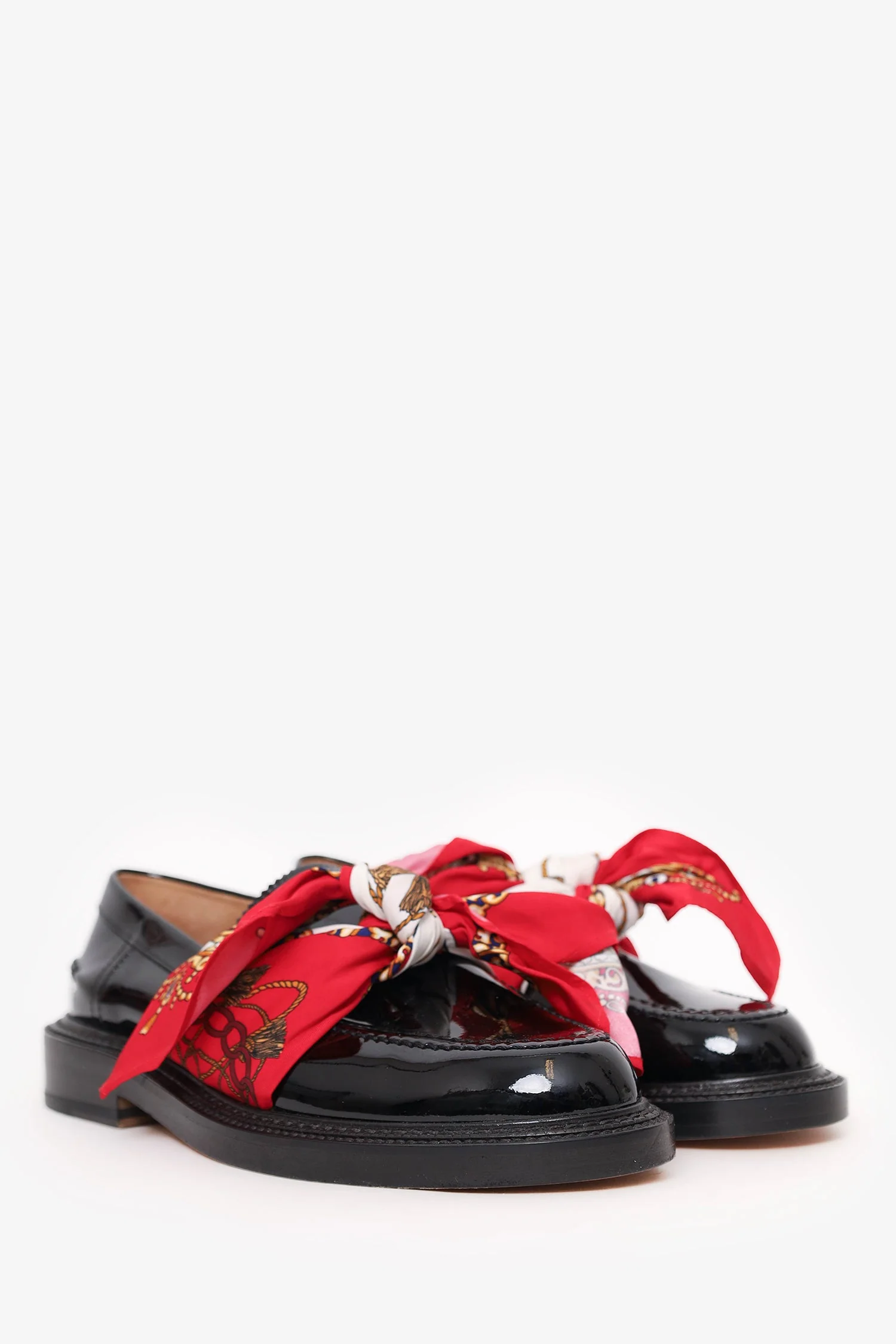 Maison Margiela Black Patent Leather Loafers With Bandana Size 38.5 - Image 2