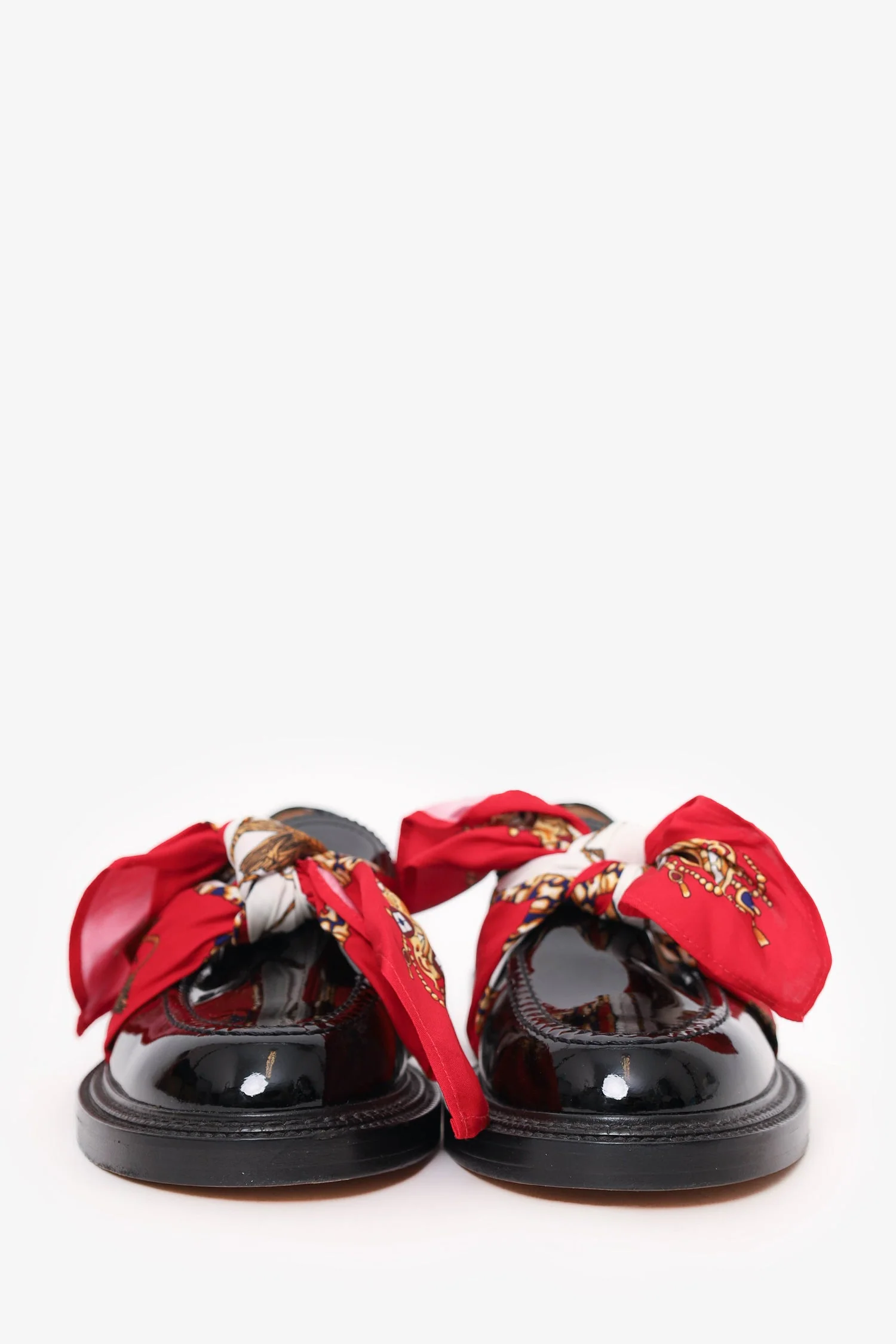 Maison Margiela Black Patent Leather Loafers With Bandana Size 38.5 - Image 3