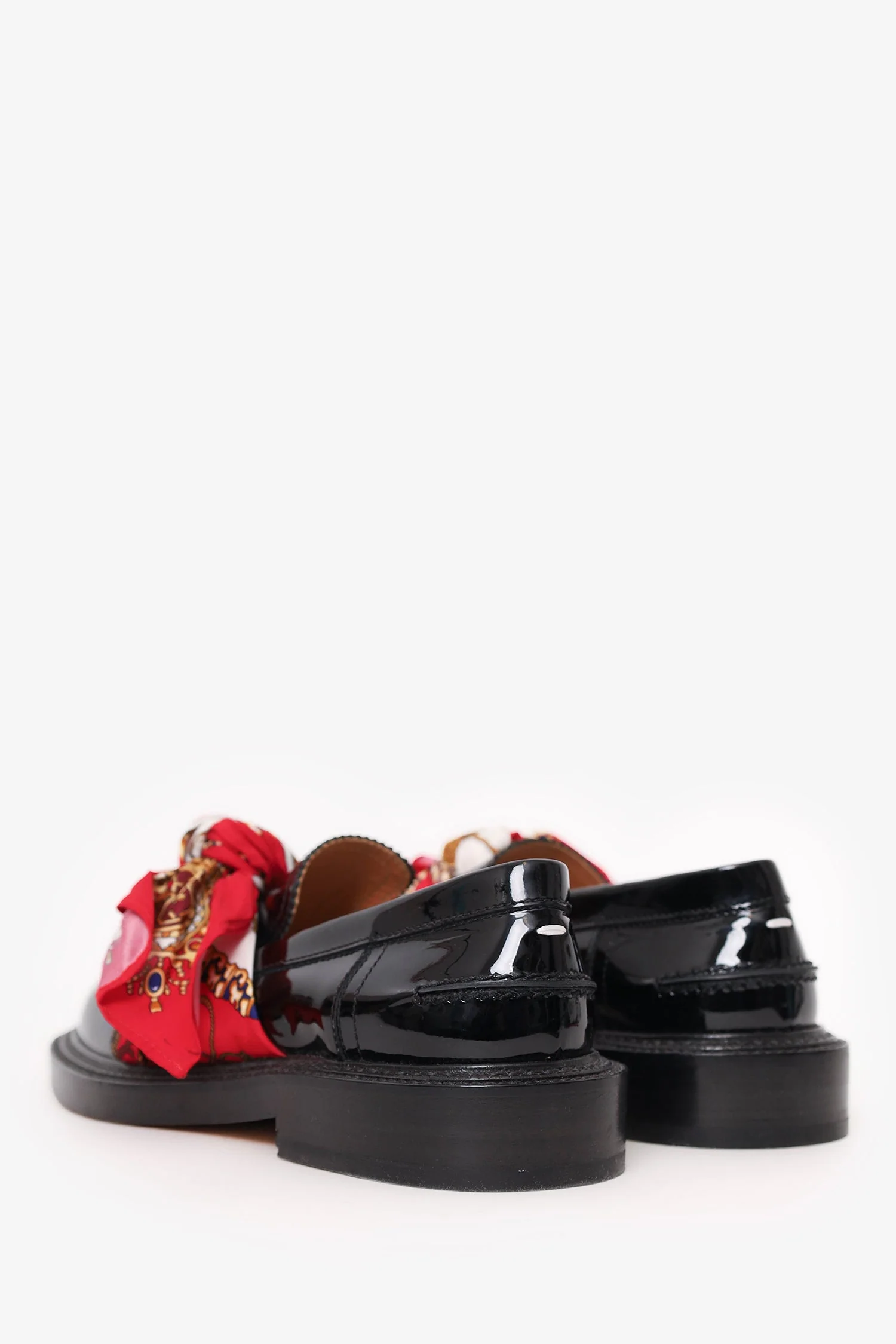 Maison Margiela Black Patent Leather Loafers With Bandana Size 38.5 - Image 4