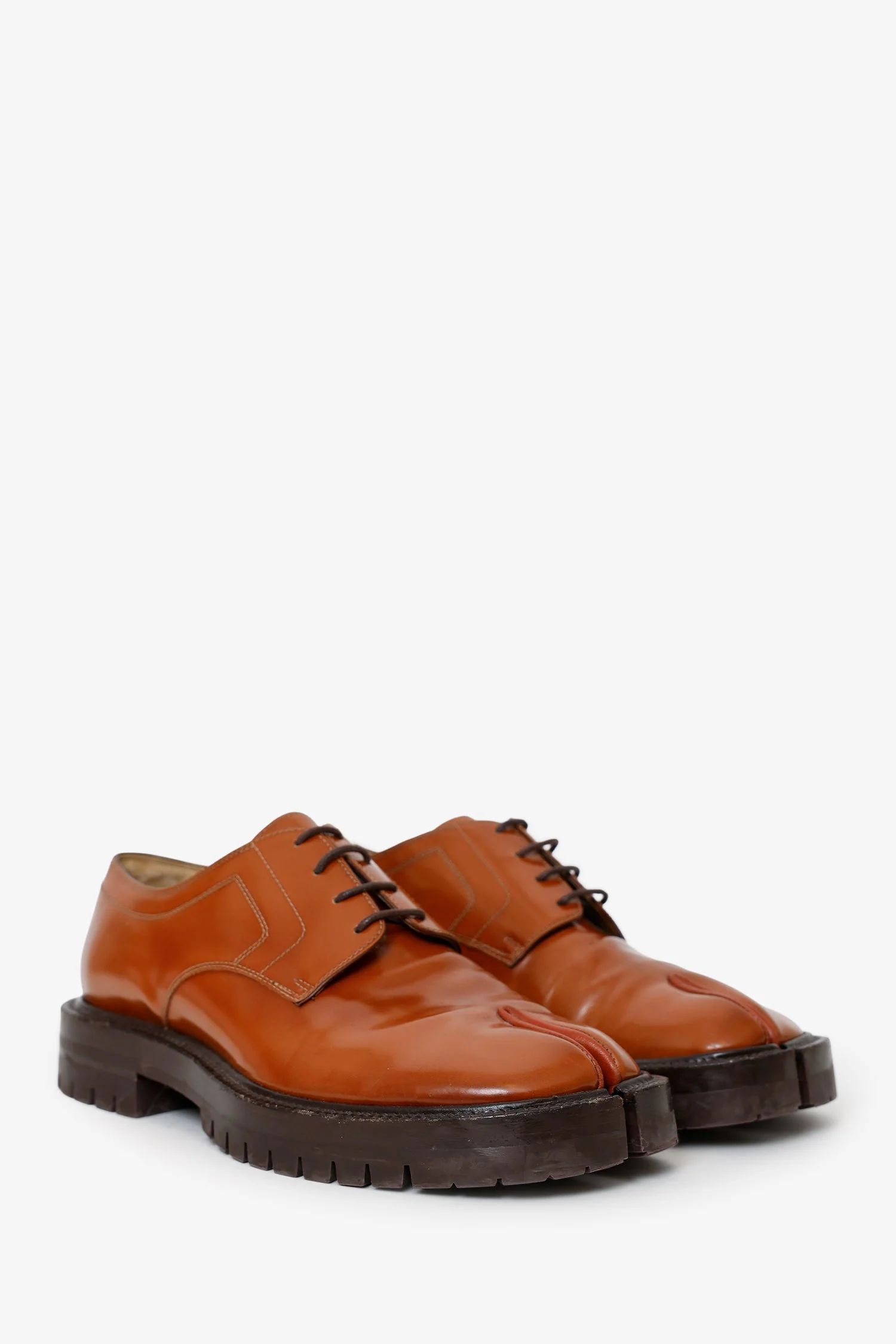 Maison Margiela Brown Leather Tabi Lace-up Derbys Size 41 Mens - Image 2