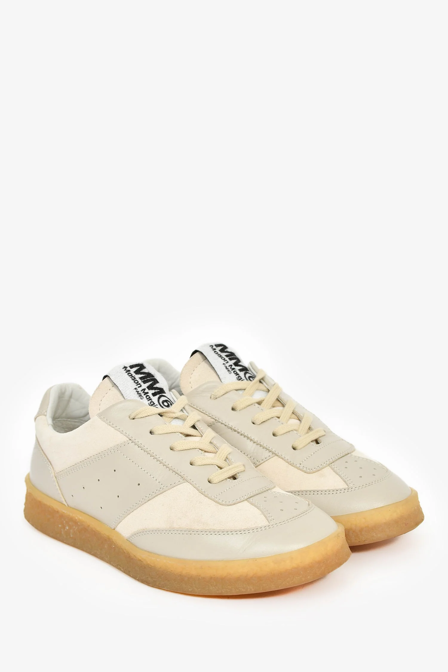 Maison Margiela MM6 Beige Suede/Leather Sneakers Size 35.5 - Image 2