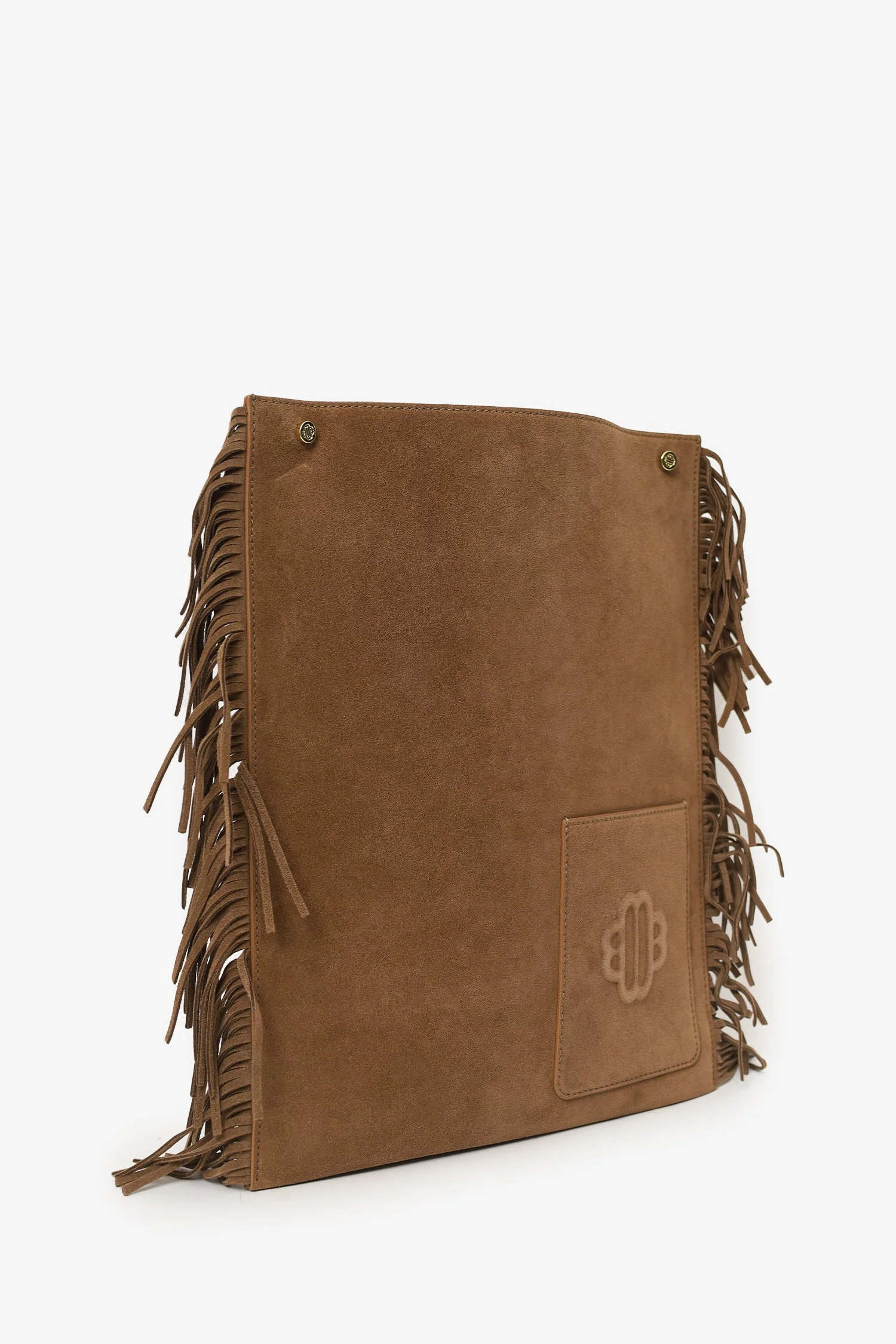 Maje Brown Suede Fringed Shoulder Bag - Image 2