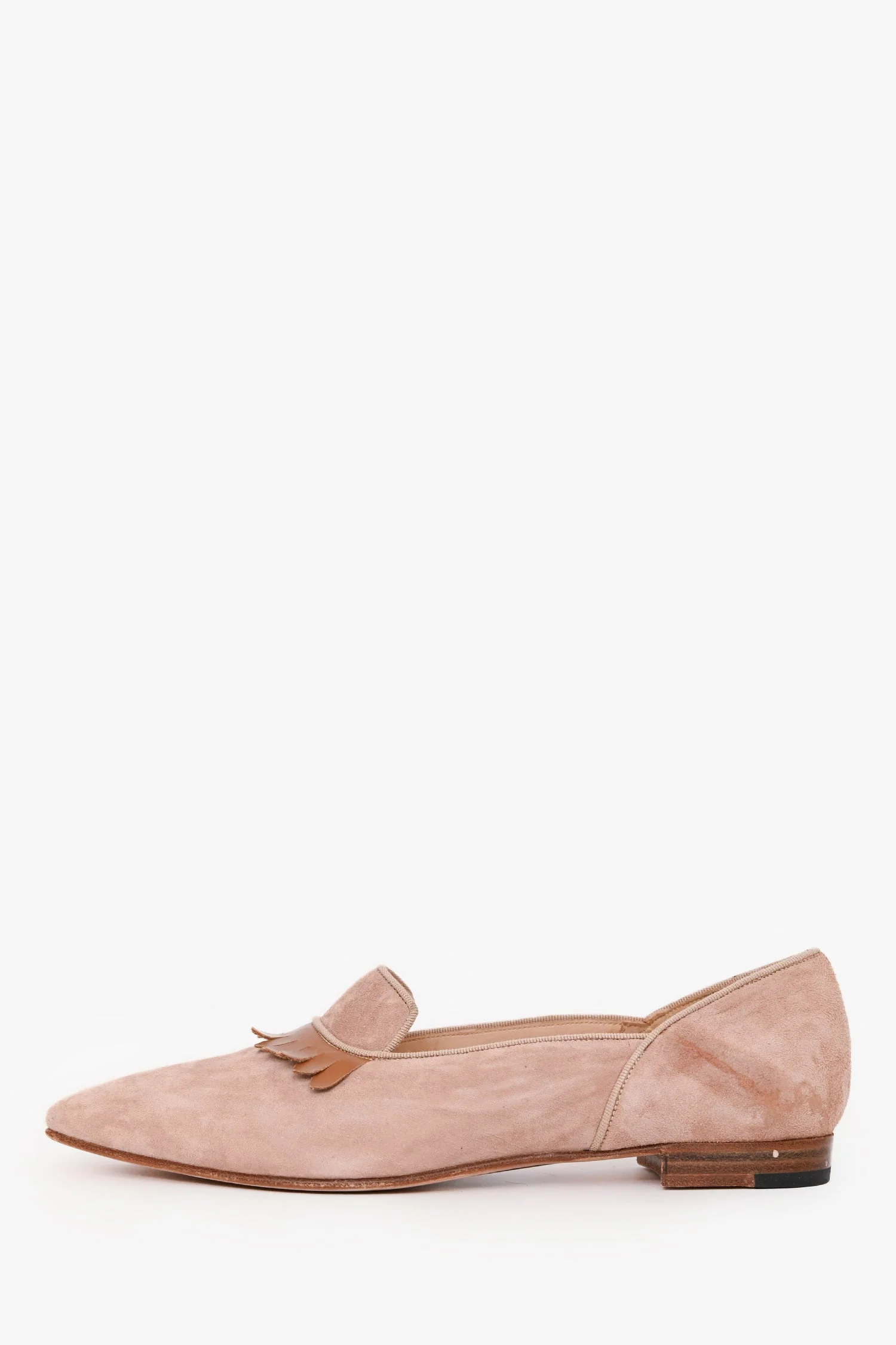 Manolo Blahnik Beige Suede Leather Fringe Flats Size 38 - Image 5