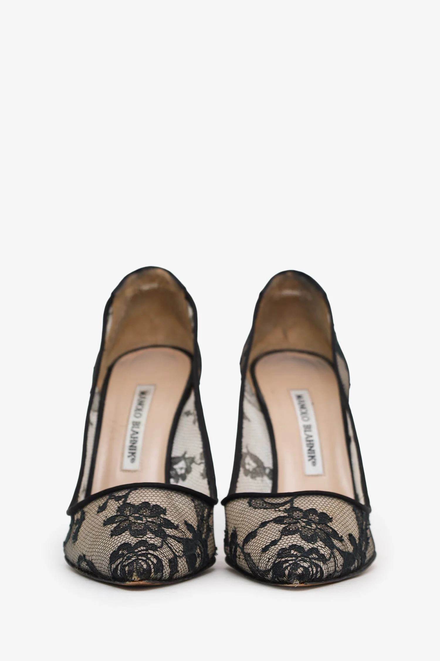 Manolo Blahnik Black Lace Pattern Pumps Size 37.5 - Image 3