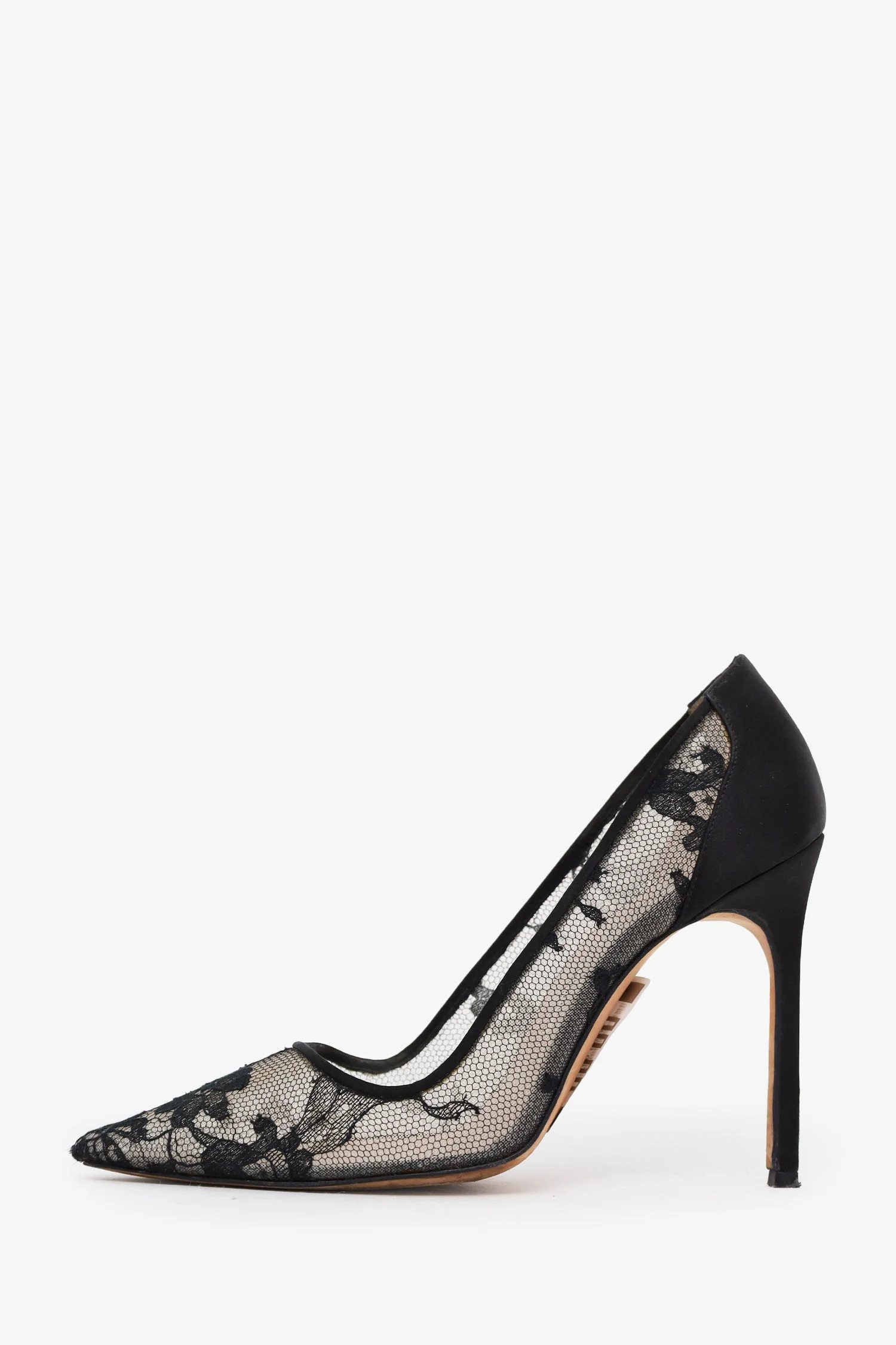 Manolo Blahnik Black Lace Pattern Pumps Size 37.5 - Image 4