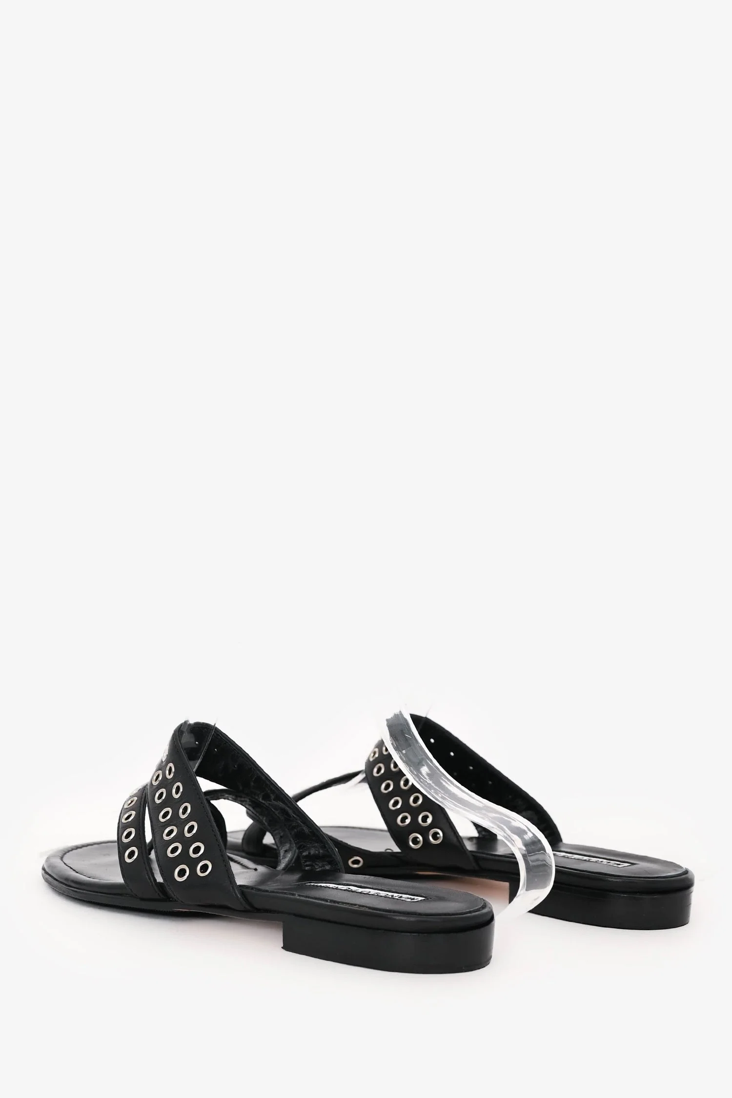 Manolo Blahnik Black Leather Gromet Flats Size 36.5 - Image 4
