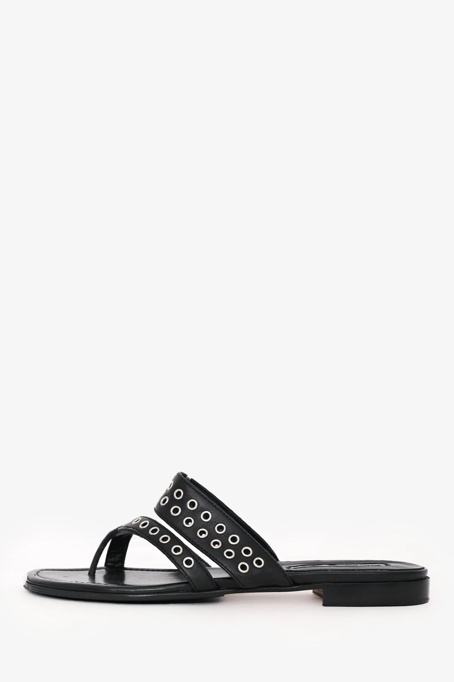 Manolo Blahnik Black Leather Gromet Flats Size 36.5 - Image 5