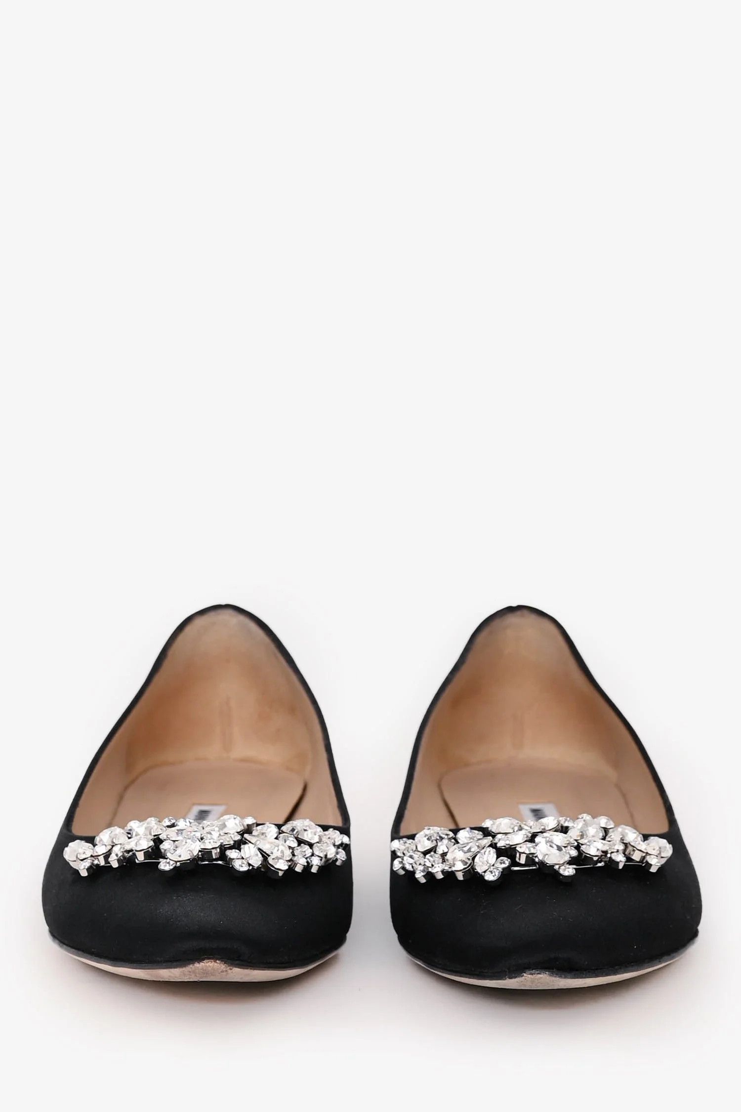 Manolo Blahnik Black Satin Crystal Embellished Flats Size 35.5 - Image 3
