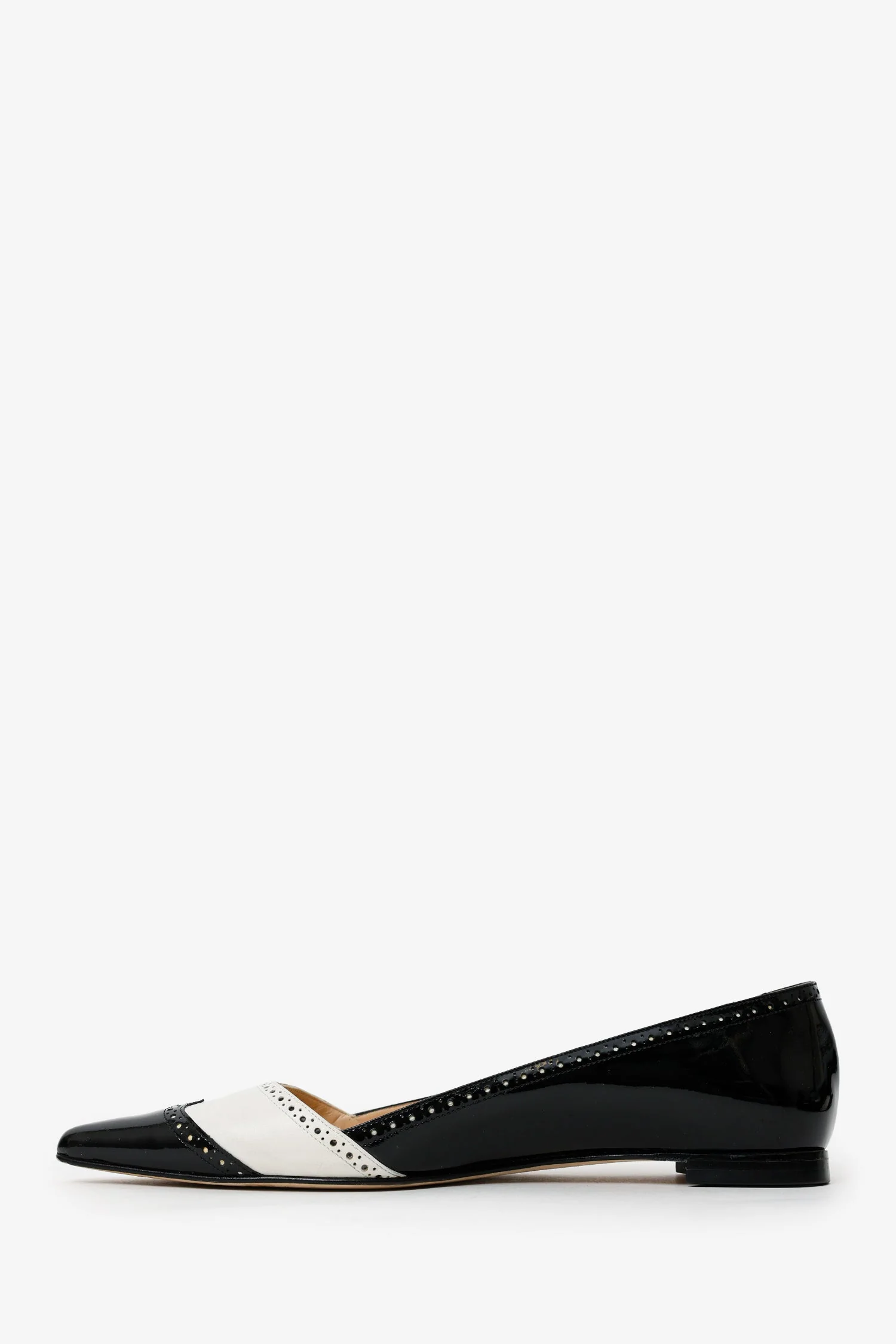 Manolo Blahnik Black/White Patent Leather Pointed Toe Flats Size 40 - Image 5