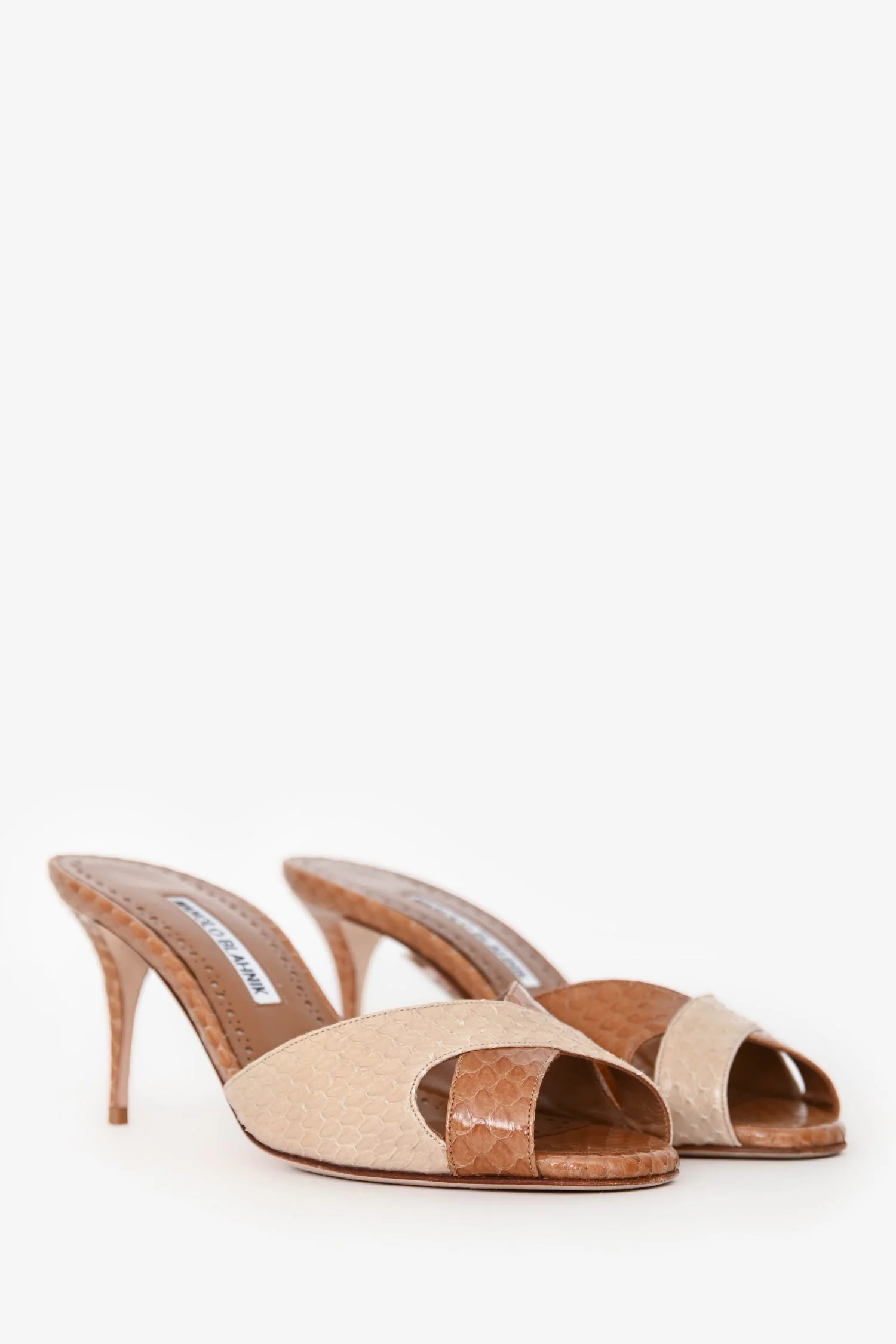 Manolo Blahnik Brown Snakeskin Heels Size 36 - Image 2