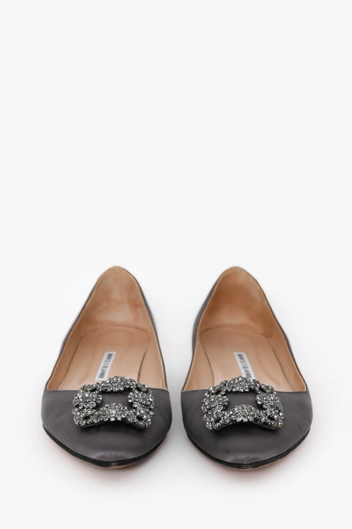 Manolo Blahnik Grey Satin Hangisi Flats Size 40.5 - Image 3