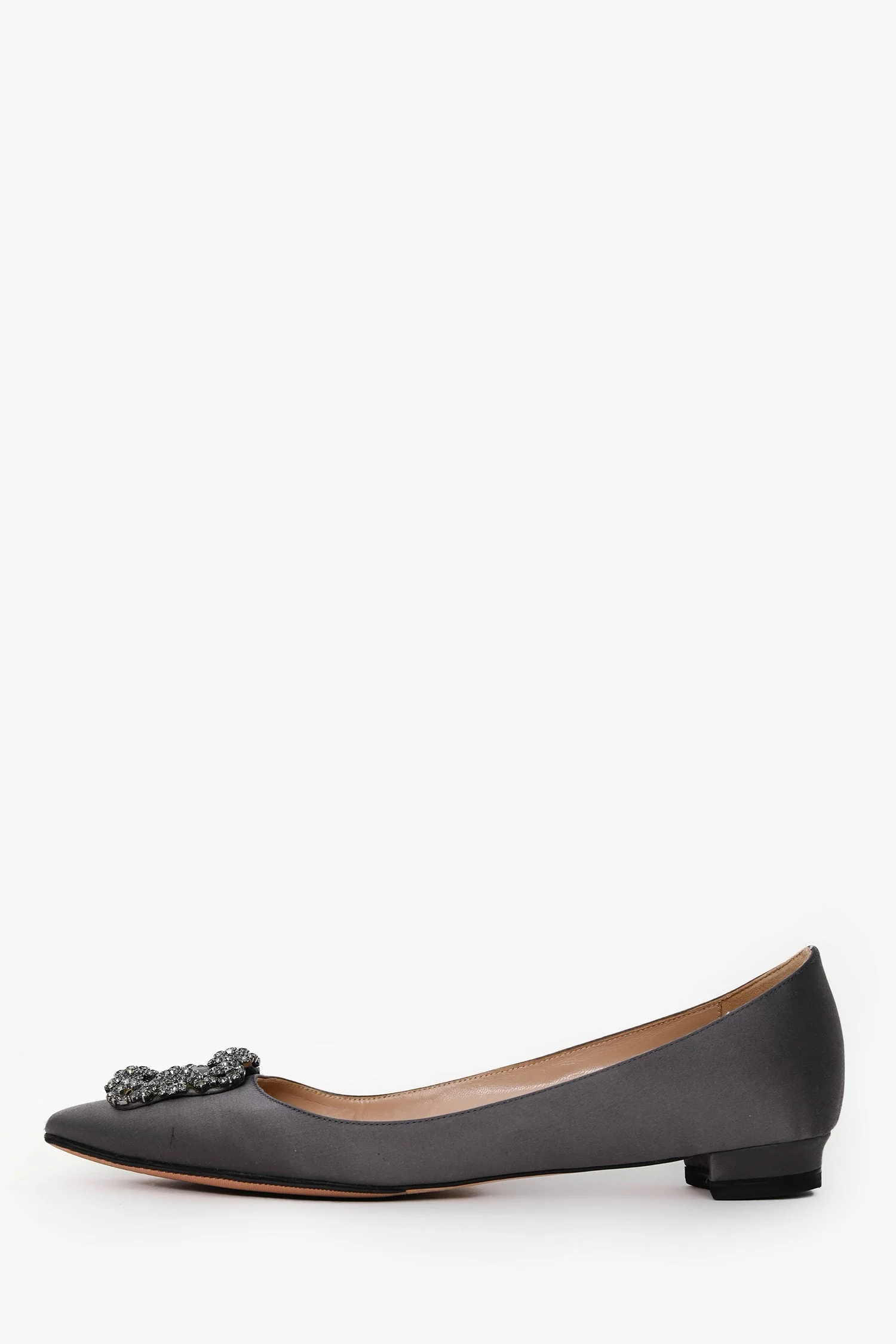 Manolo Blahnik Grey Satin Hangisi Flats Size 40.5 - Image 5