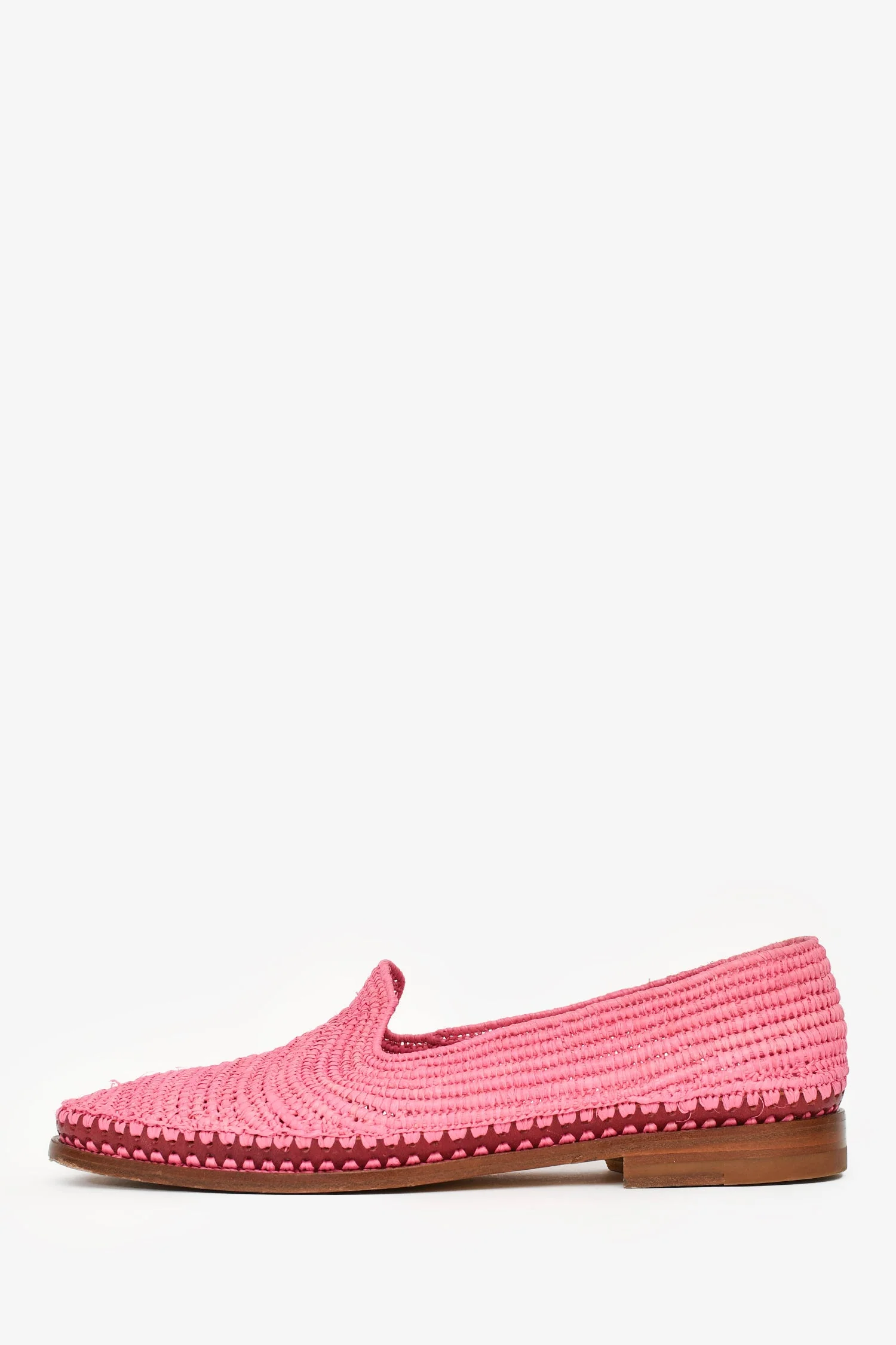 Manolo Blahnik Pink Raffia Loafers Size 36 - Image 5