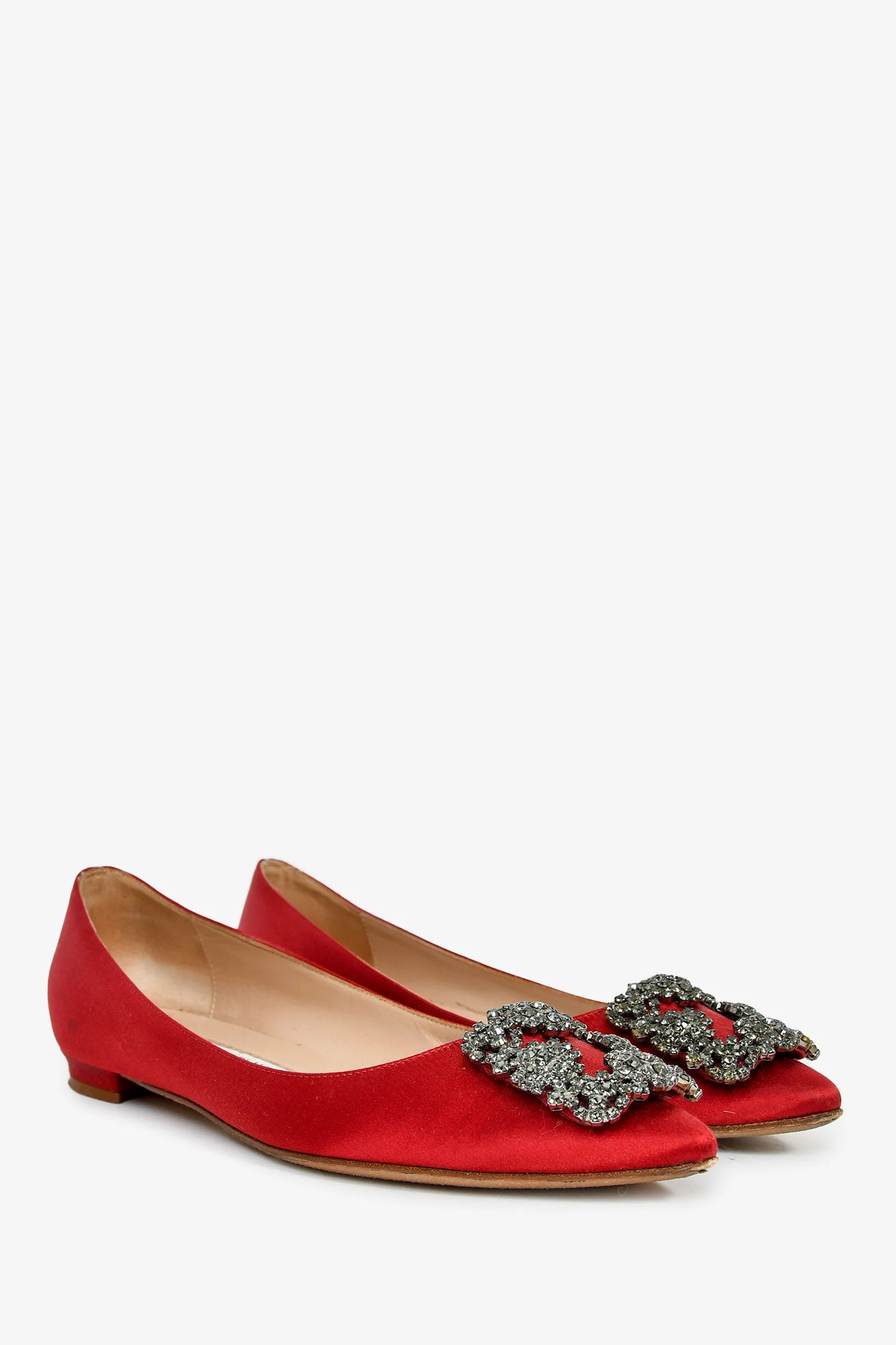 Manolo Blahnik Red Satin Hangisi Flats Size 36.5 - Image 2