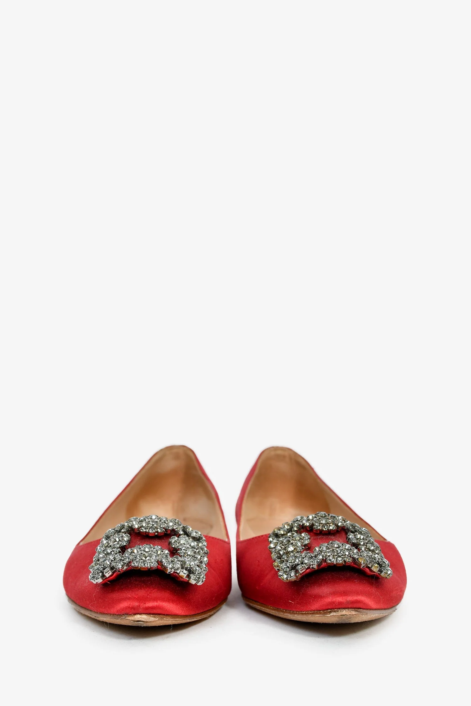 Manolo Blahnik Red Satin Hangisi Flats Size 36.5 - Image 3