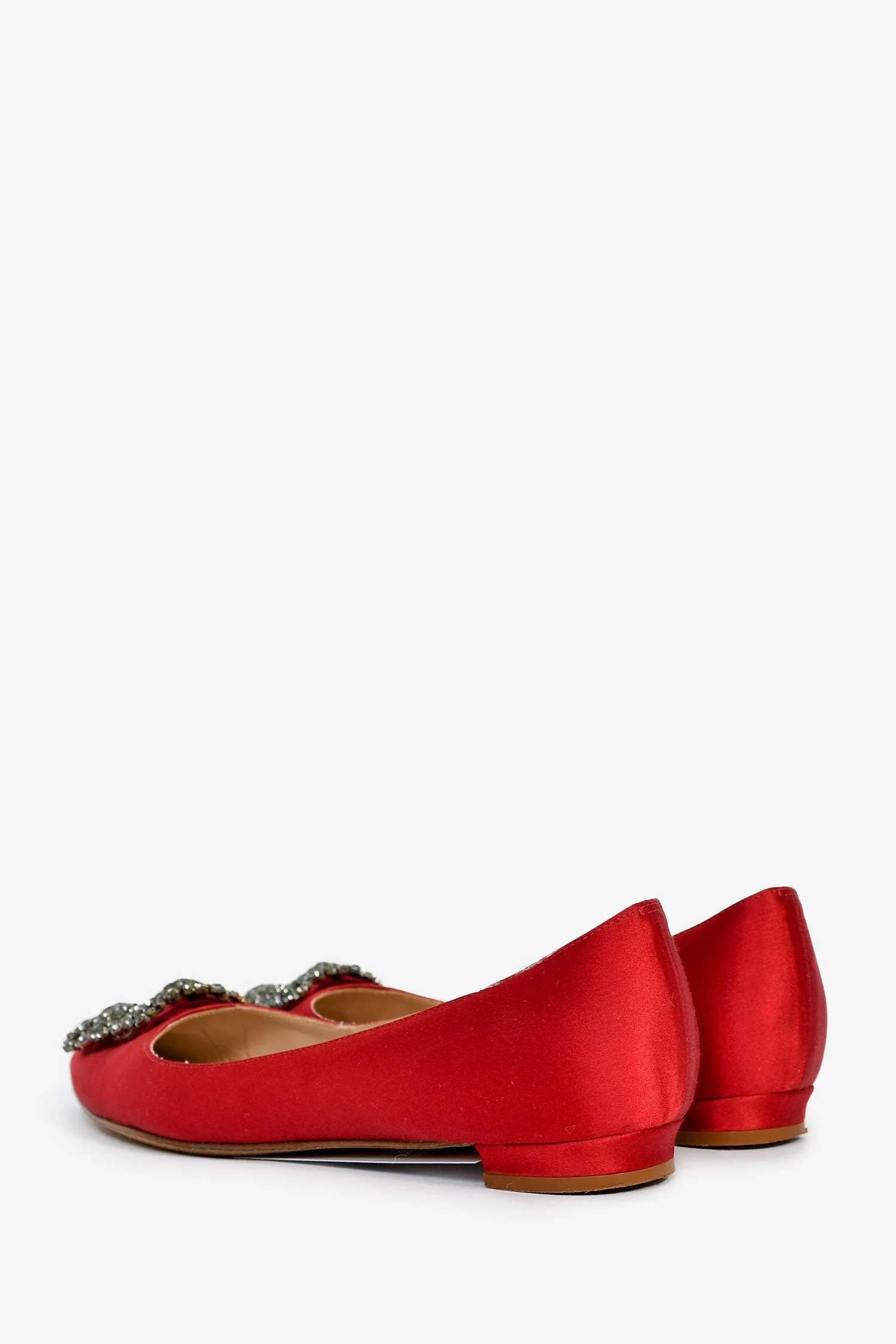 Manolo Blahnik Red Satin Hangisi Flats Size 36.5 - Image 4