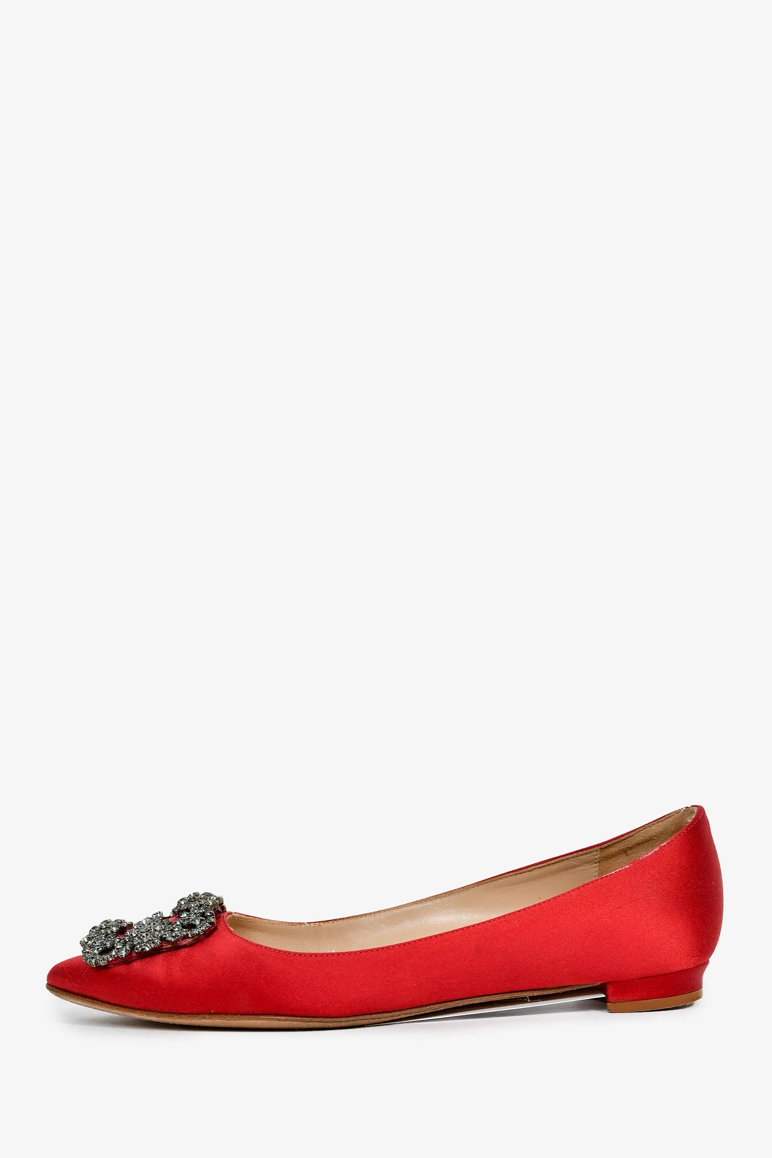 Manolo Blahnik Red Satin Hangisi Flats Size 36.5 - Image 5