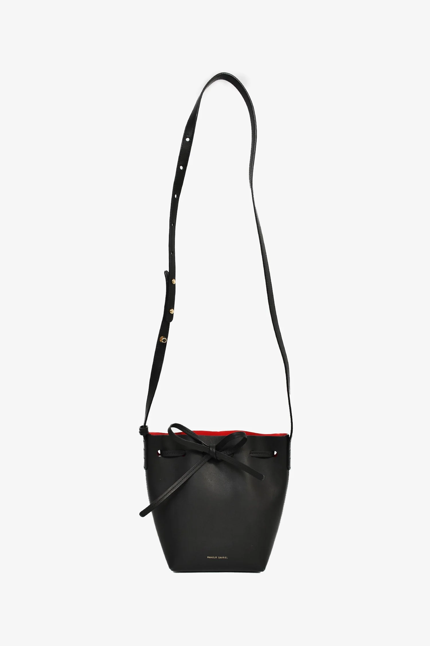 Mansur Gavriel Black Leather Mini Bucket Bag - Image 7