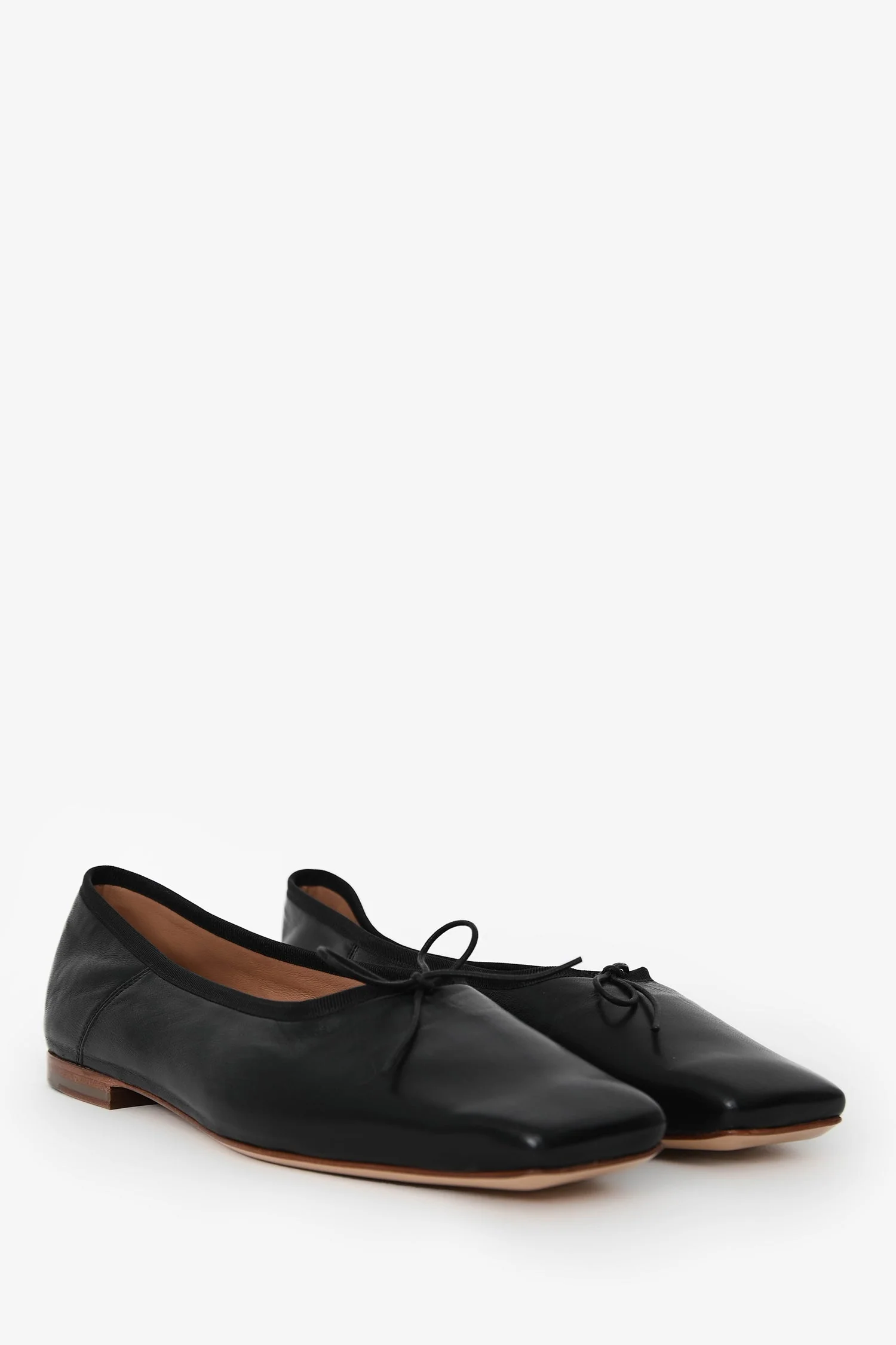 Mansur Gavriel Black Leather Square Toe Ballerina Flats Size 40 - Image 2