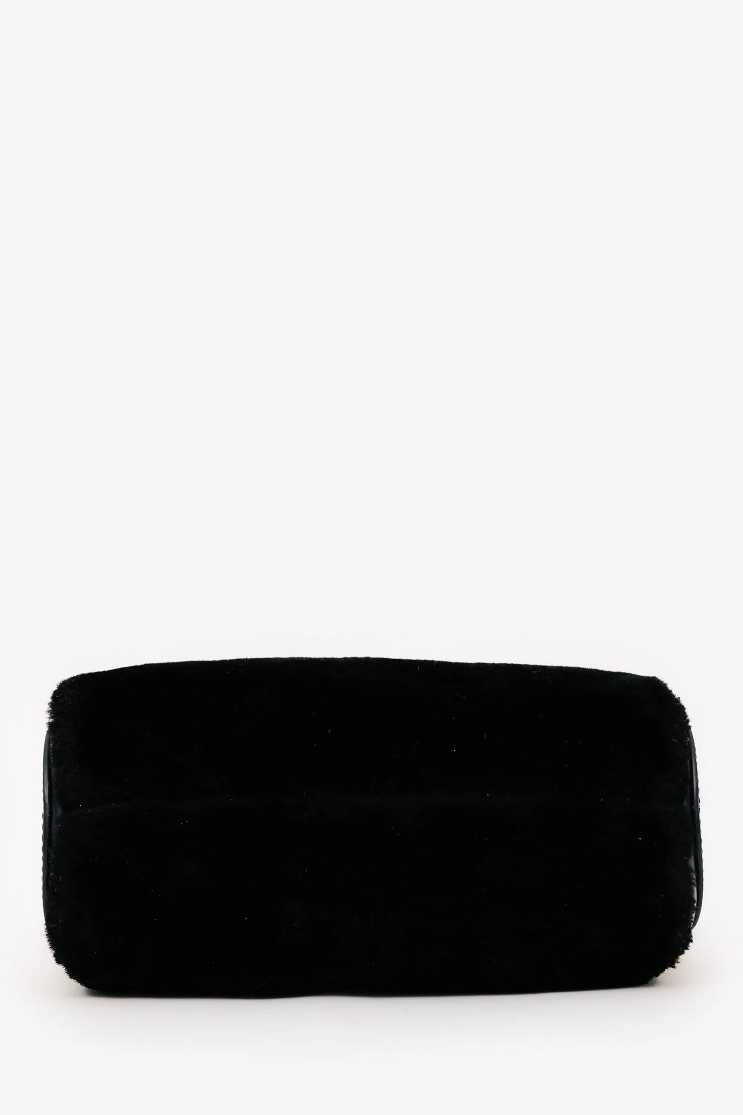 Manu Atelier Black/Shearling 'XX Mini Cylinder' Bag With Strap - Image 5