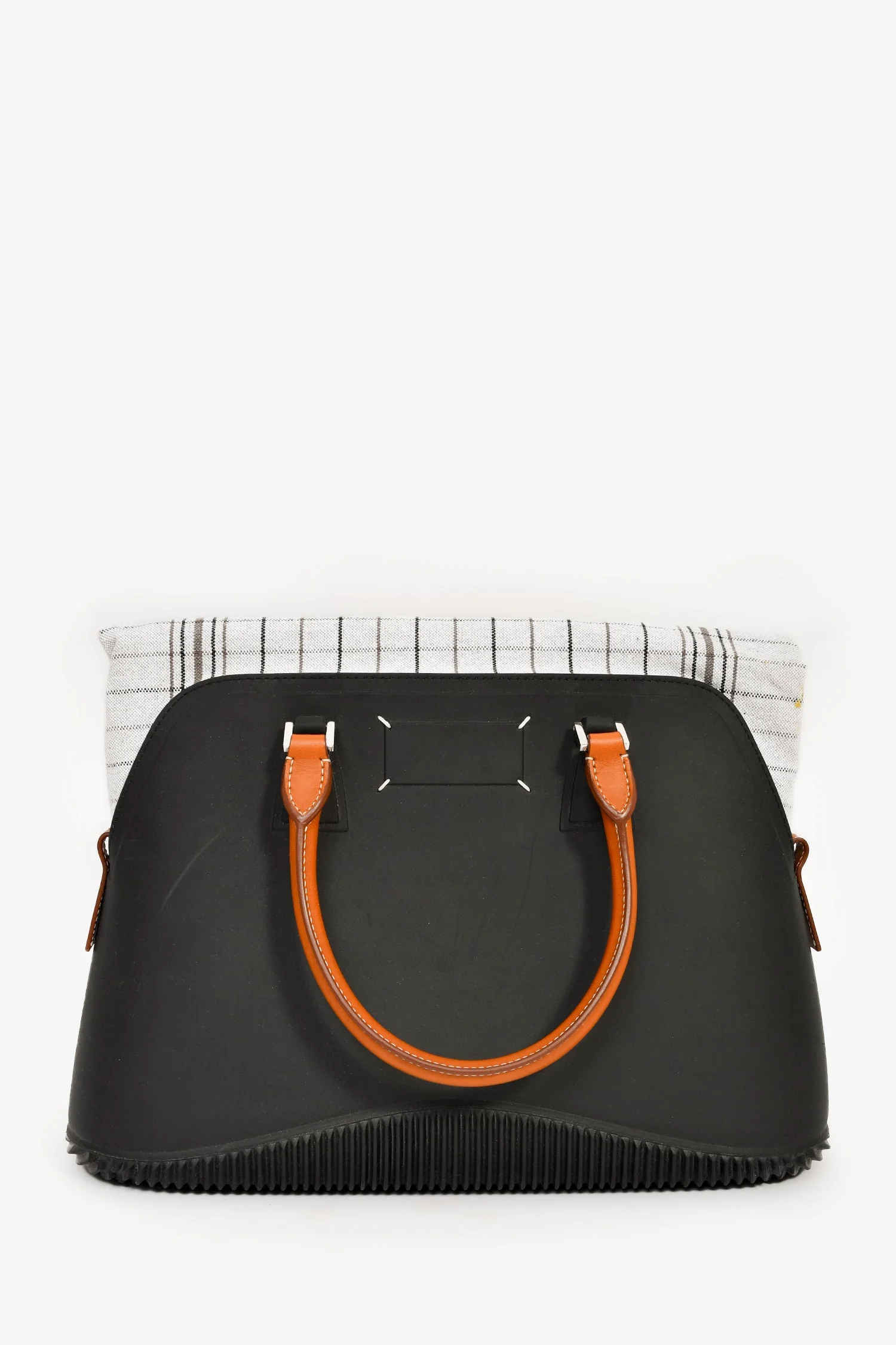 Margiela Black Rubber/Tan Leather Trimmed '5AC' Tote Bag - Image 2